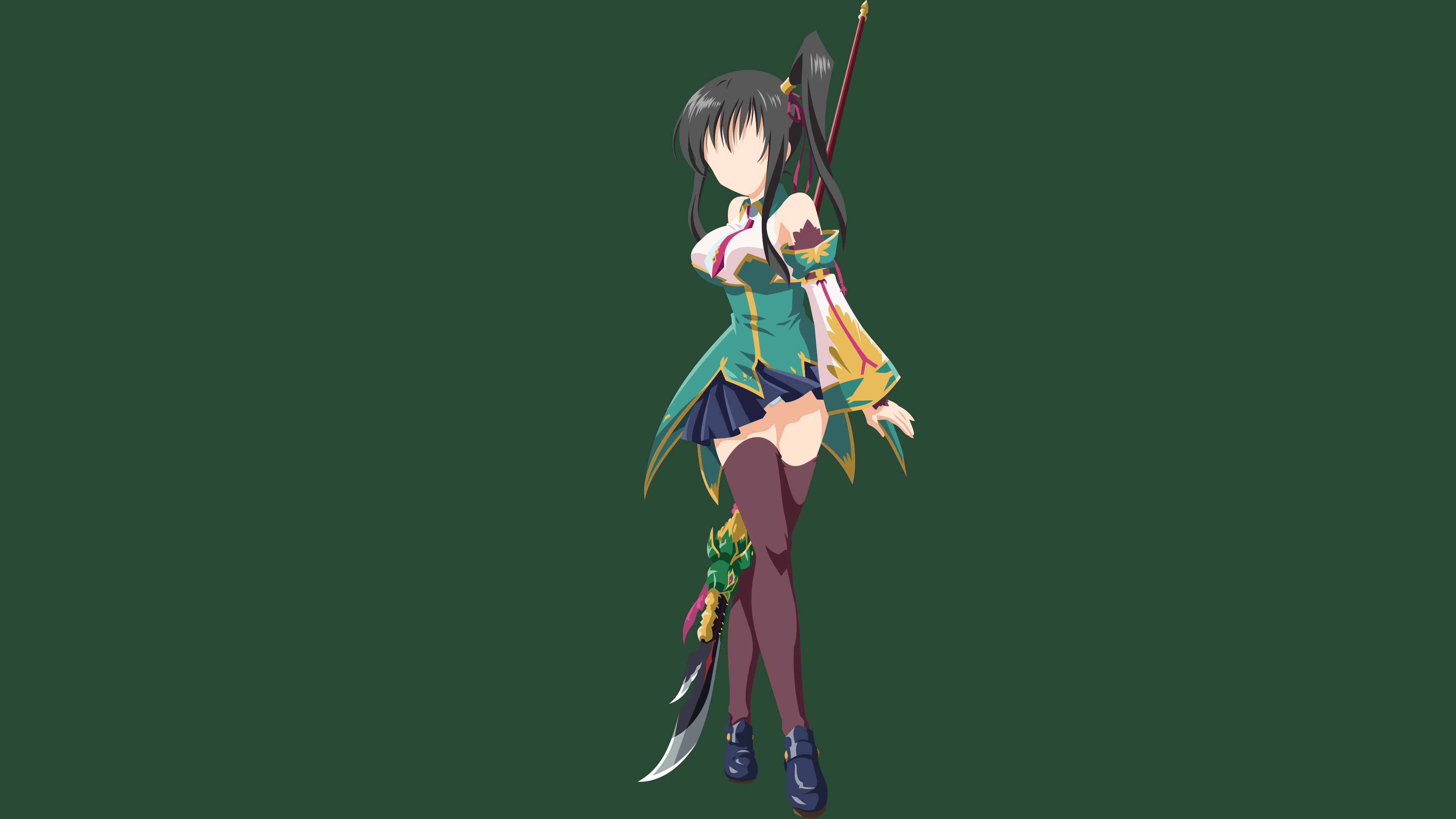 Yui Kotegawa with a sword and spear HD Wallpaper