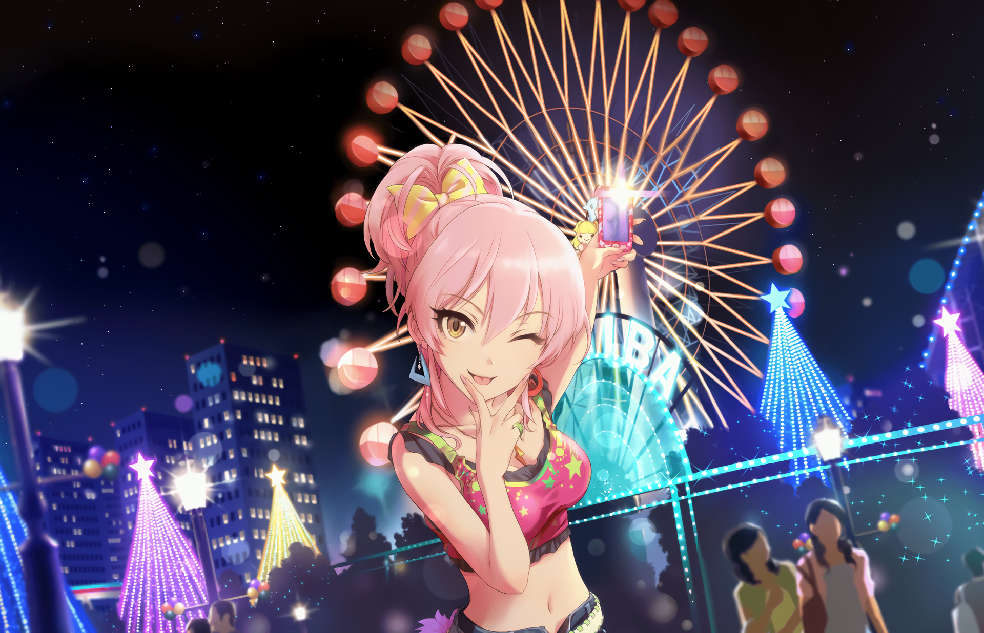 Mika Jougasaki at a Night Carnival HD Wallpaper