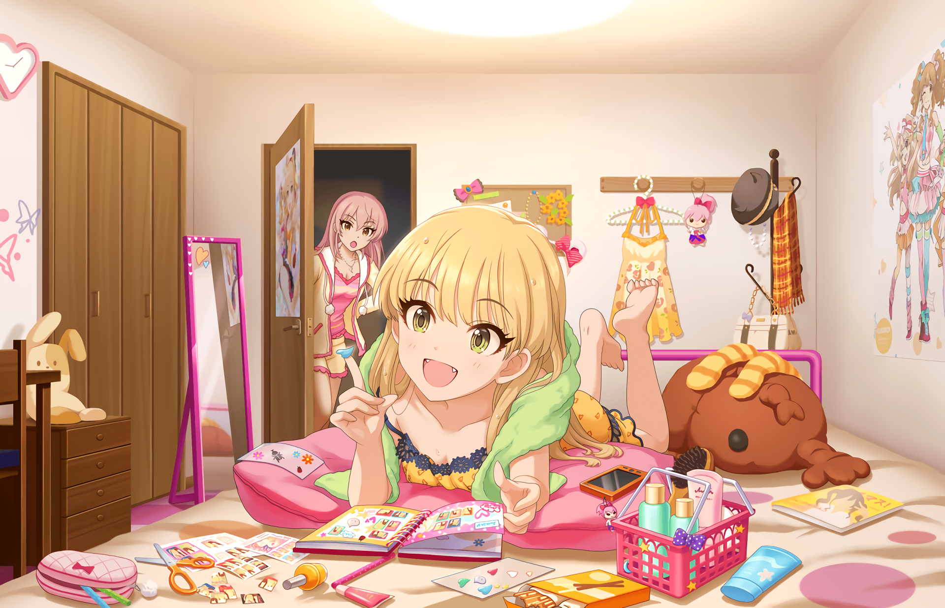 Mika Jougasaki in a bedroom with a friend HD Wallpaper