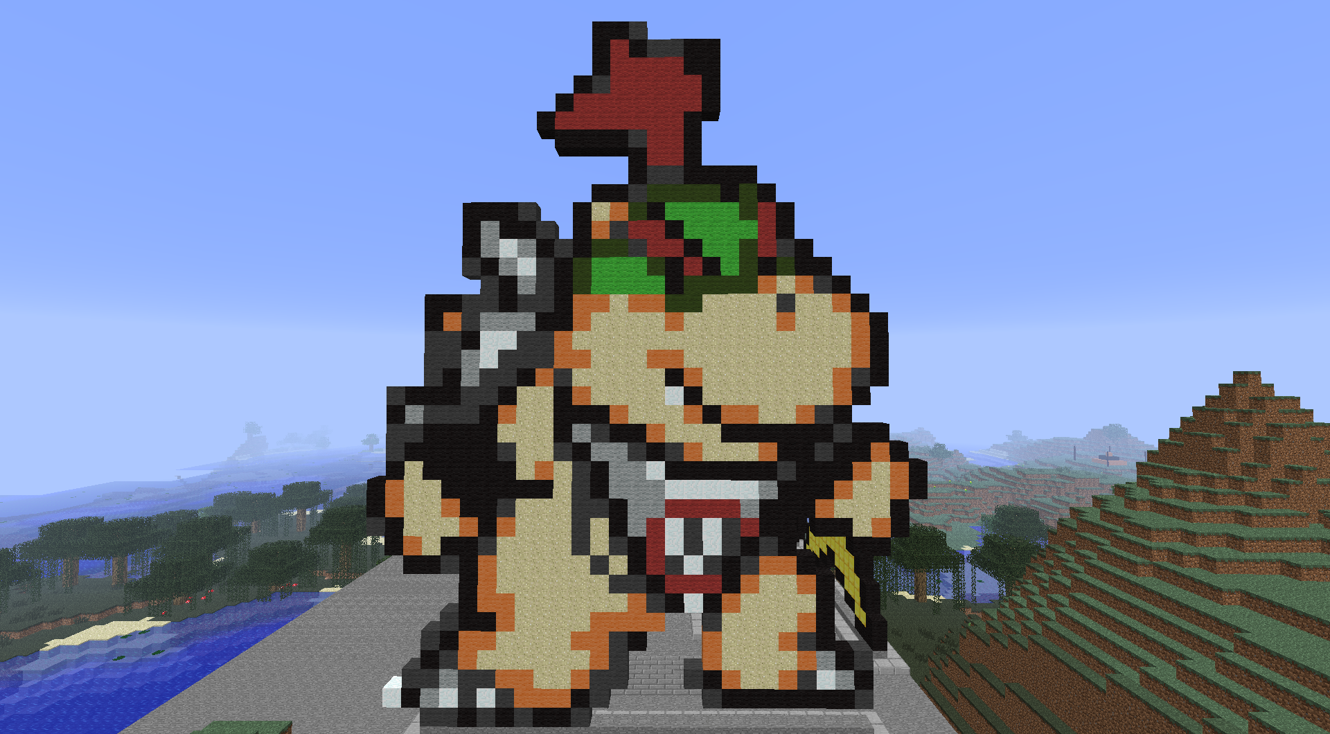 Bowser Jr. from Super Mario pixel art in Minecraft HD Wallpaper