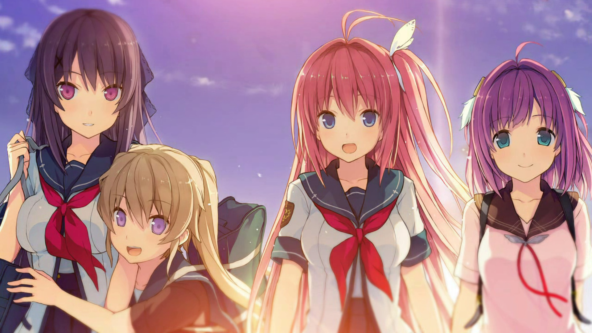 Asuka Kurashina and friends in school uniforms HD Wallpaper