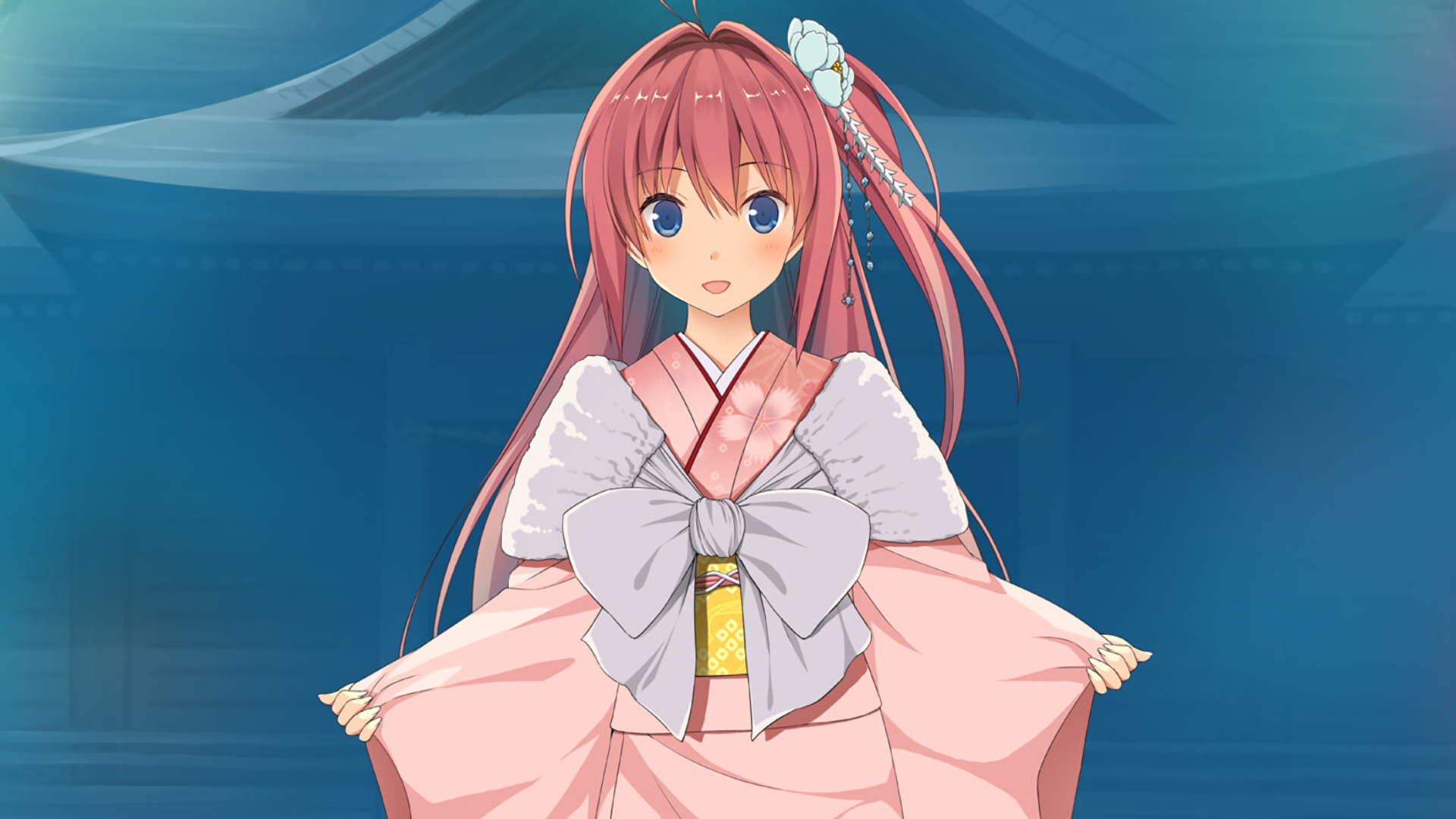 Asuka Kurashina in Pink Kimono HD Wallpaper