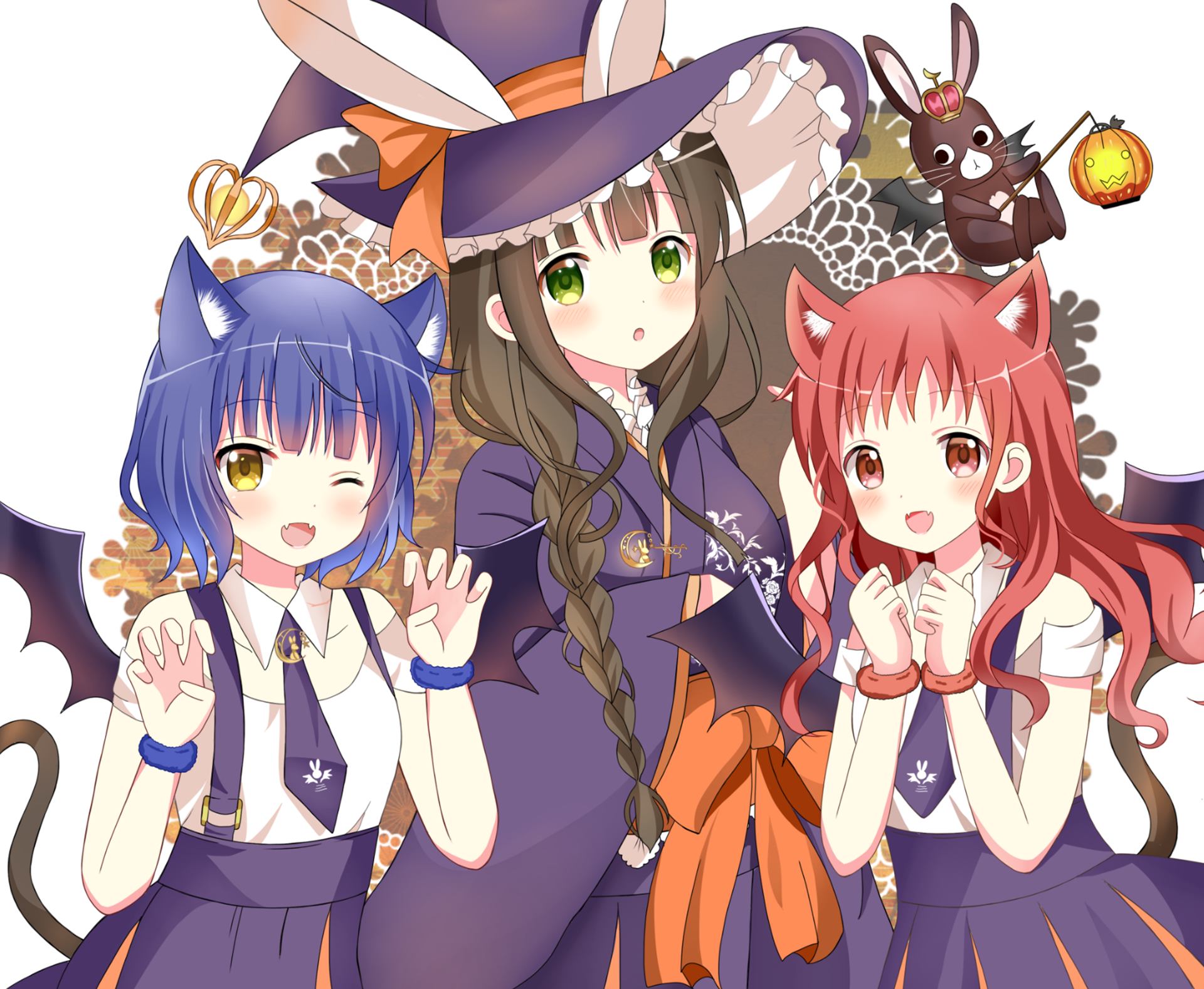 Chiya Ujimatsu Halloween Witch Bunny Rabbit HD Wallpaper