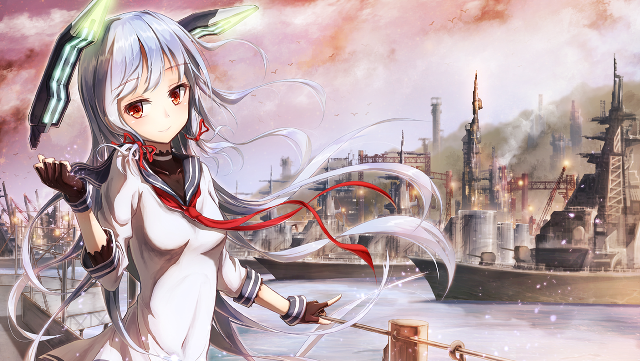 Murakumo from Kancolle in a port HD Wallpaper