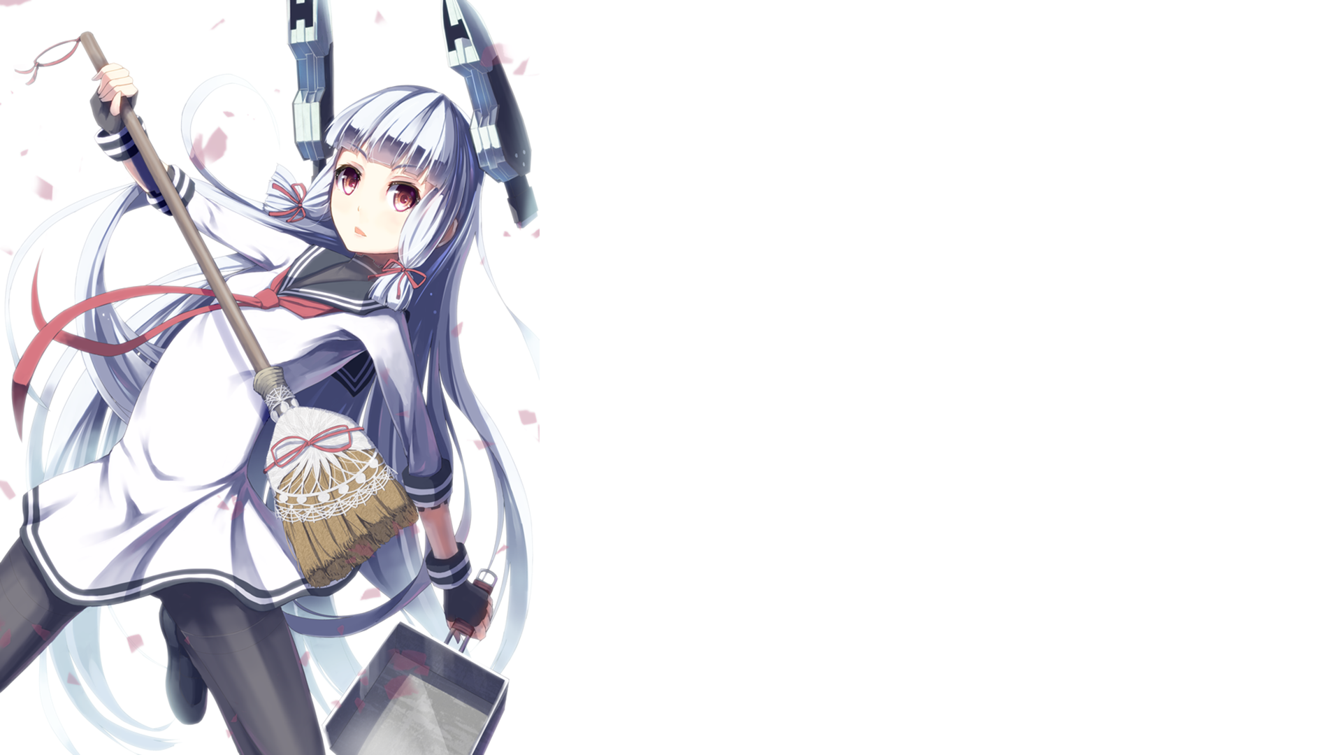 Murakumo from Kancolle holding a broom HD Wallpaper
