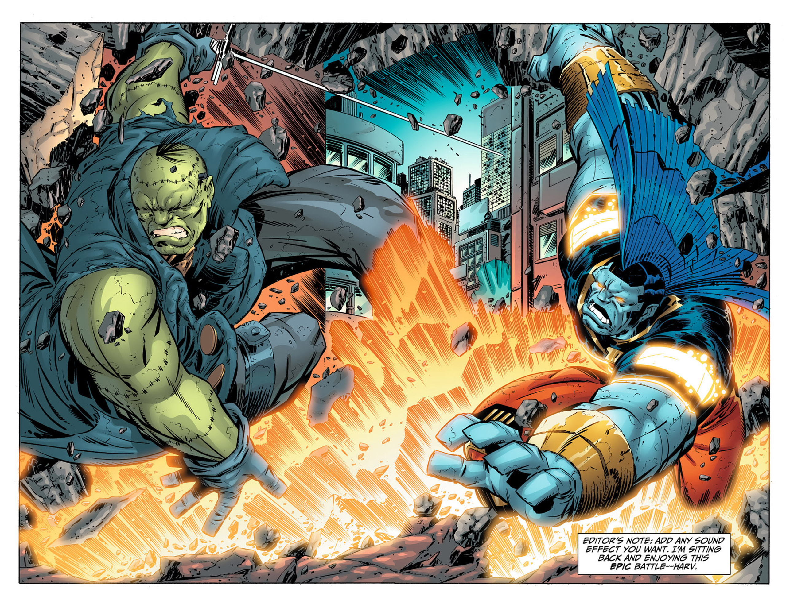 Frankenstein and Blue Character Fighting HD Wallpaper