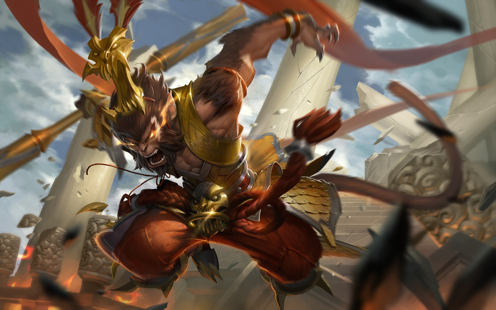 Wukong from League of Legends in battle HD Wallpaper