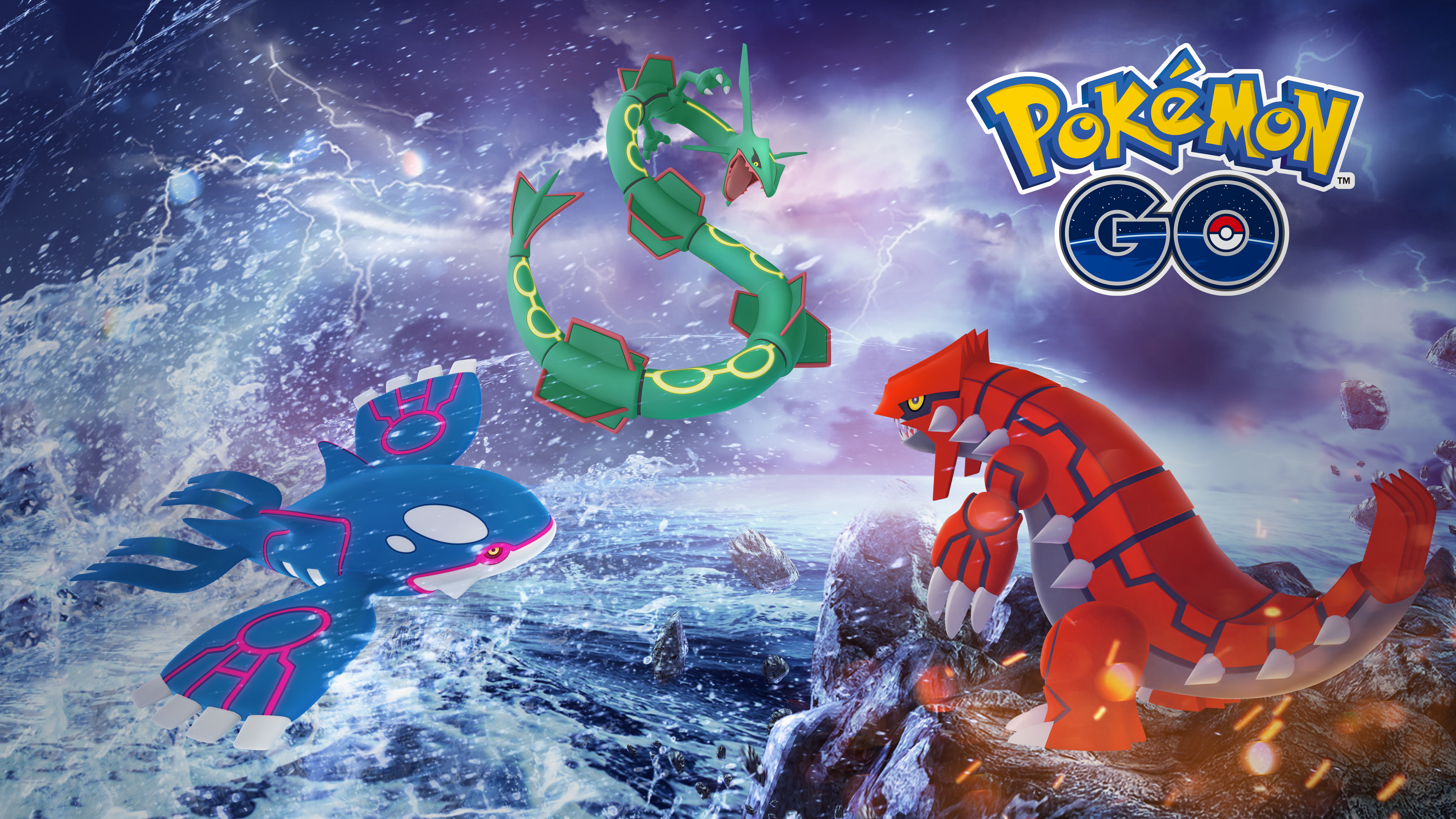 Rayquaza, Kyogre, and Groudon from Pokemon GO HD Wallpaper