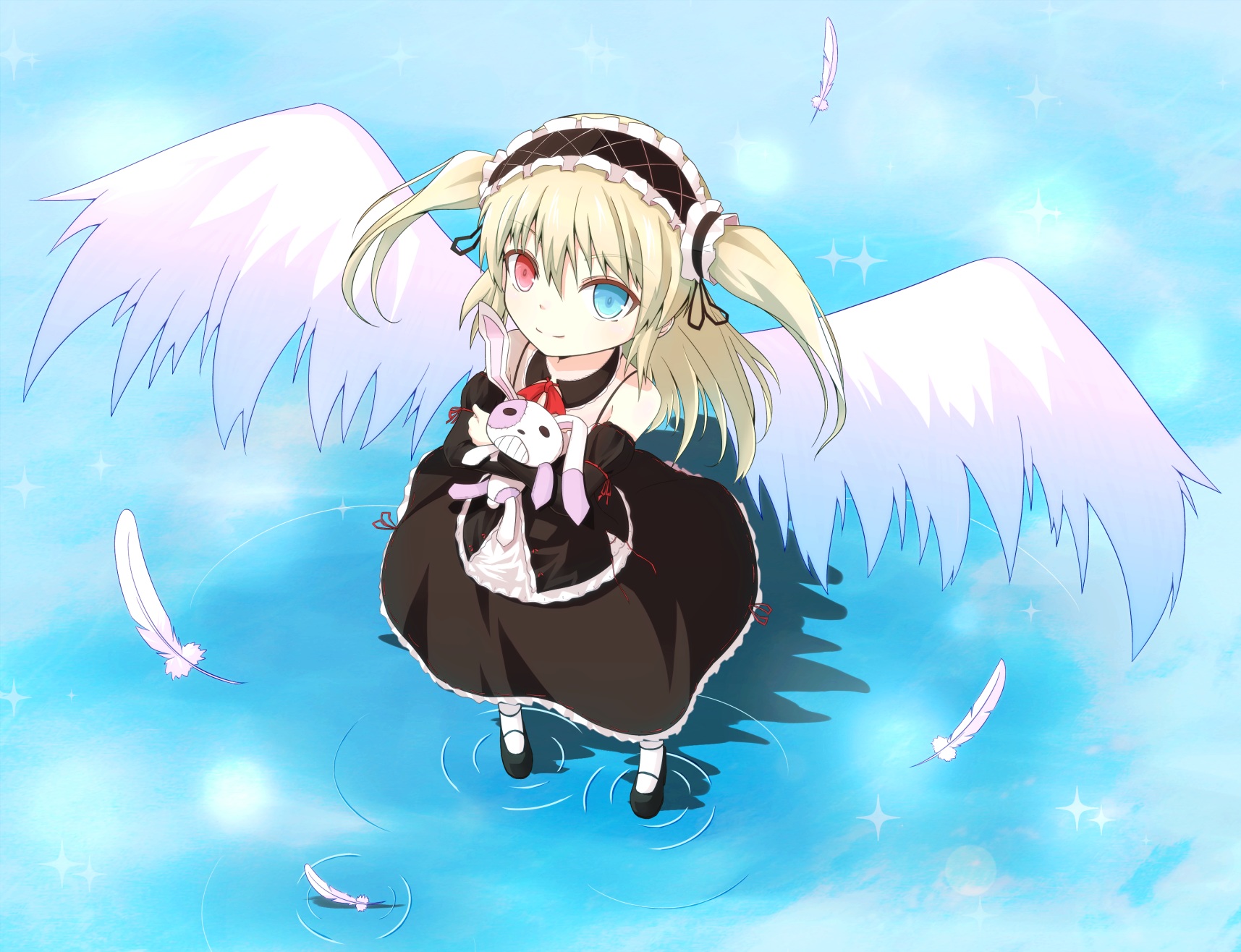 Kobato Hasegawa with wings and bunny plush HD Wallpaper
