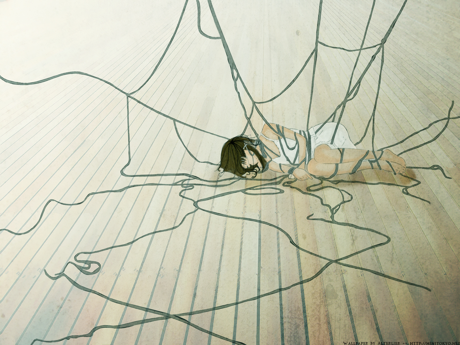 Lain Iwakura trapped in wires HD Wallpaper