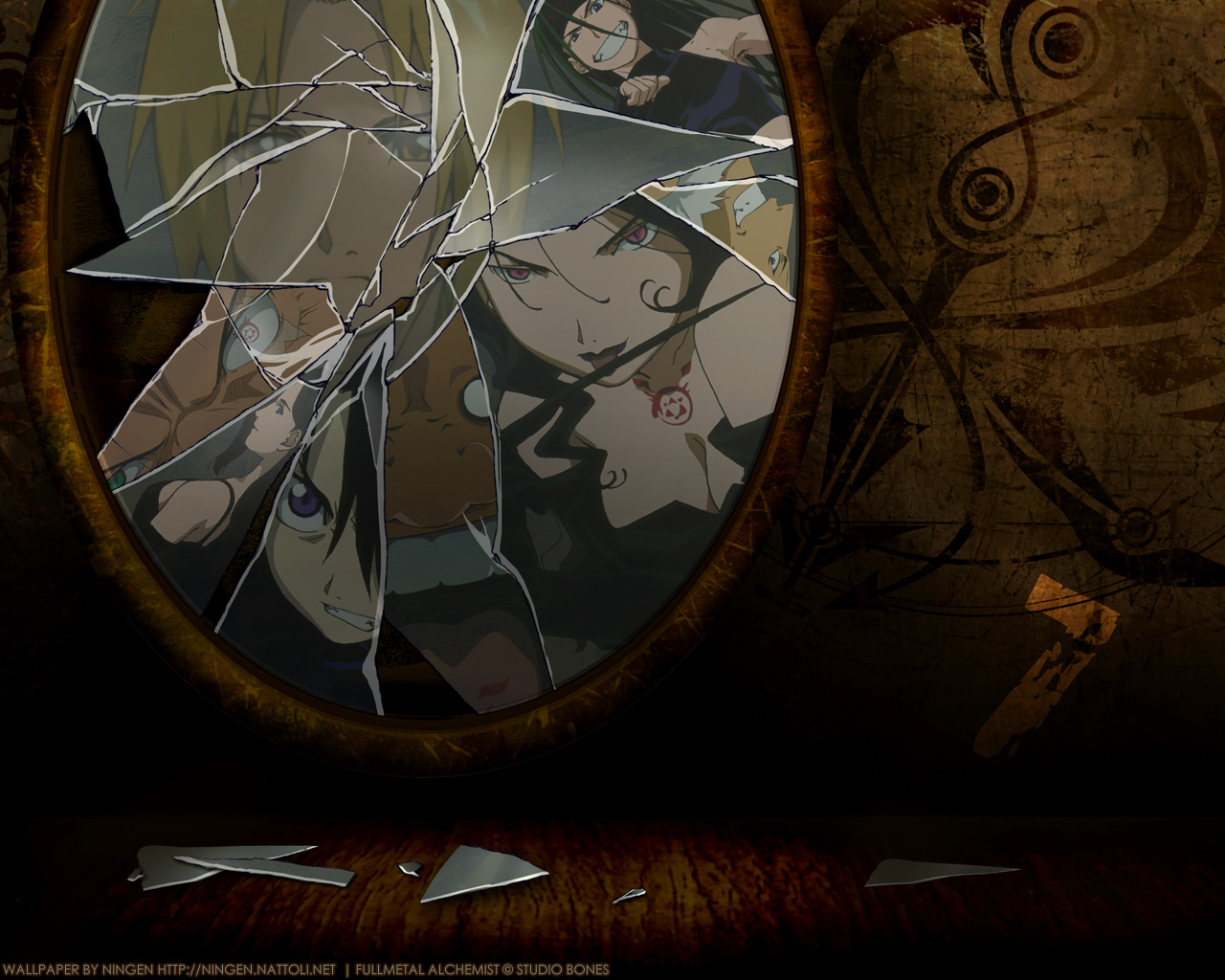 Lust from Fullmetal Alchemist in a broken mirror HD Wallpaper