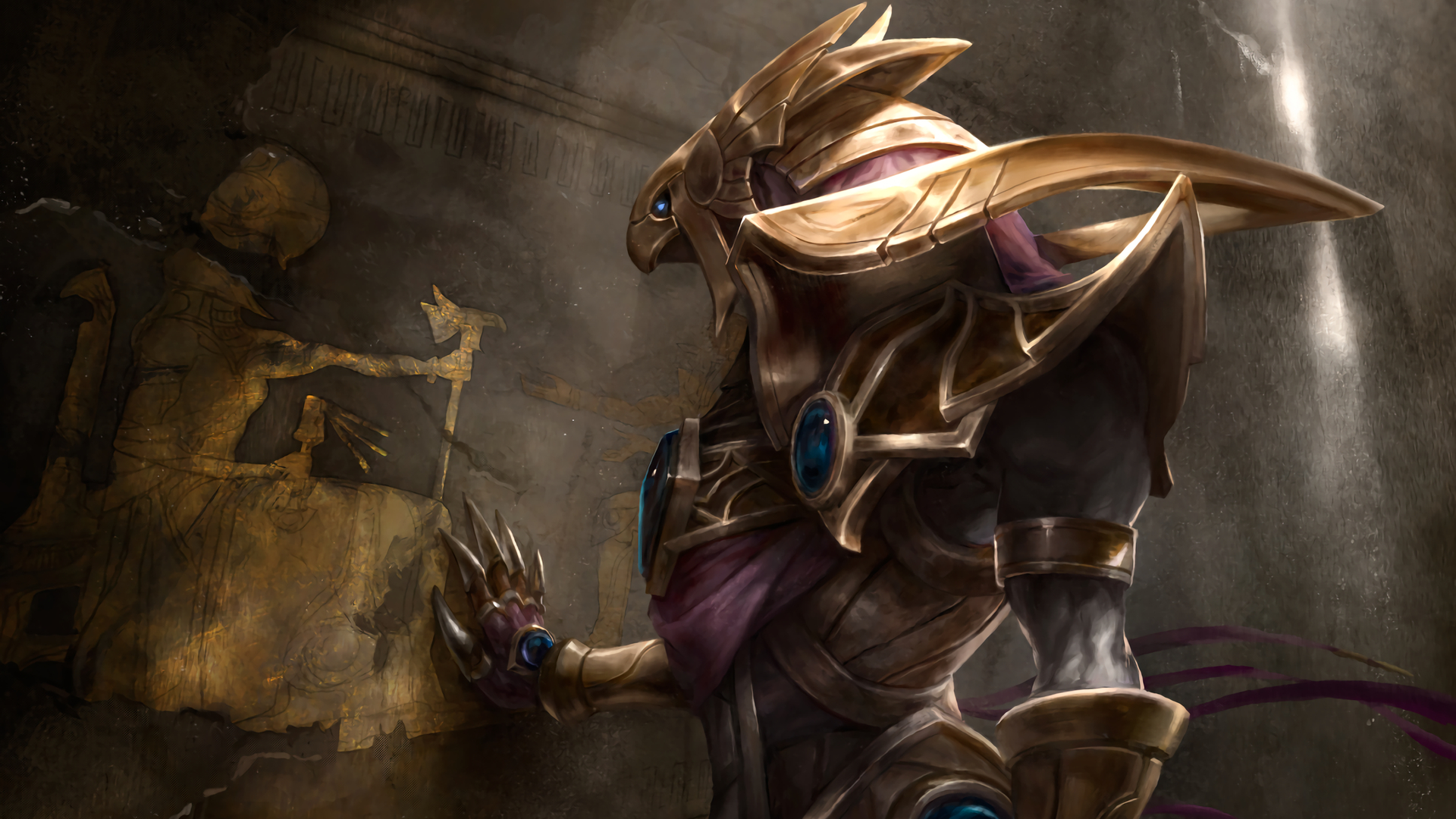 Azir from League of Legends in ancient tomb HD Wallpaper