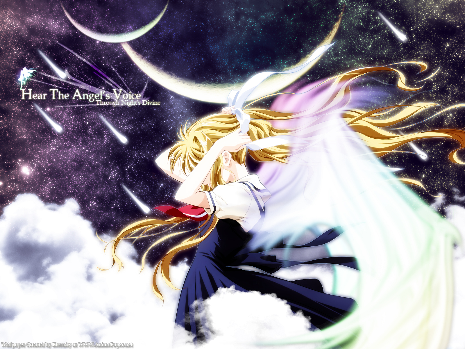 Belldandy from Ah! My Goddess in space HD Wallpaper