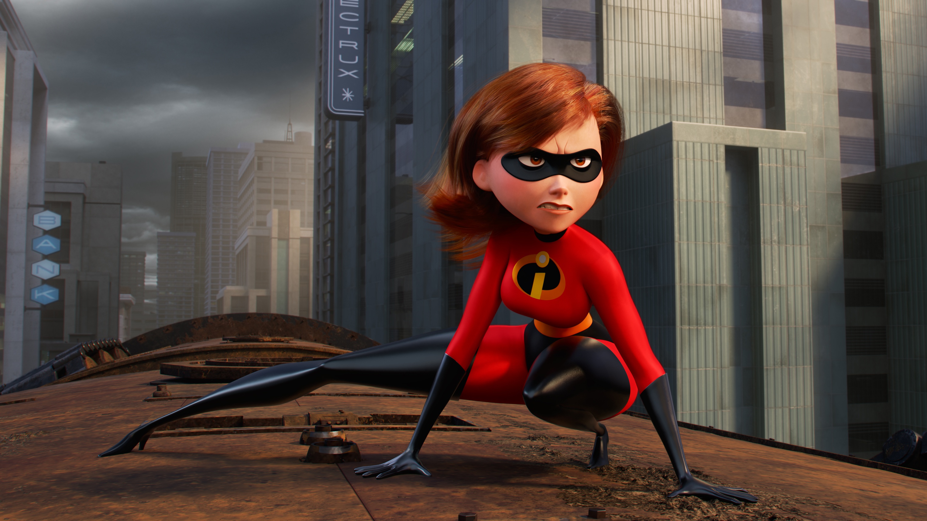 Elastigirl from The Incredibles on a rooftop HD Wallpaper