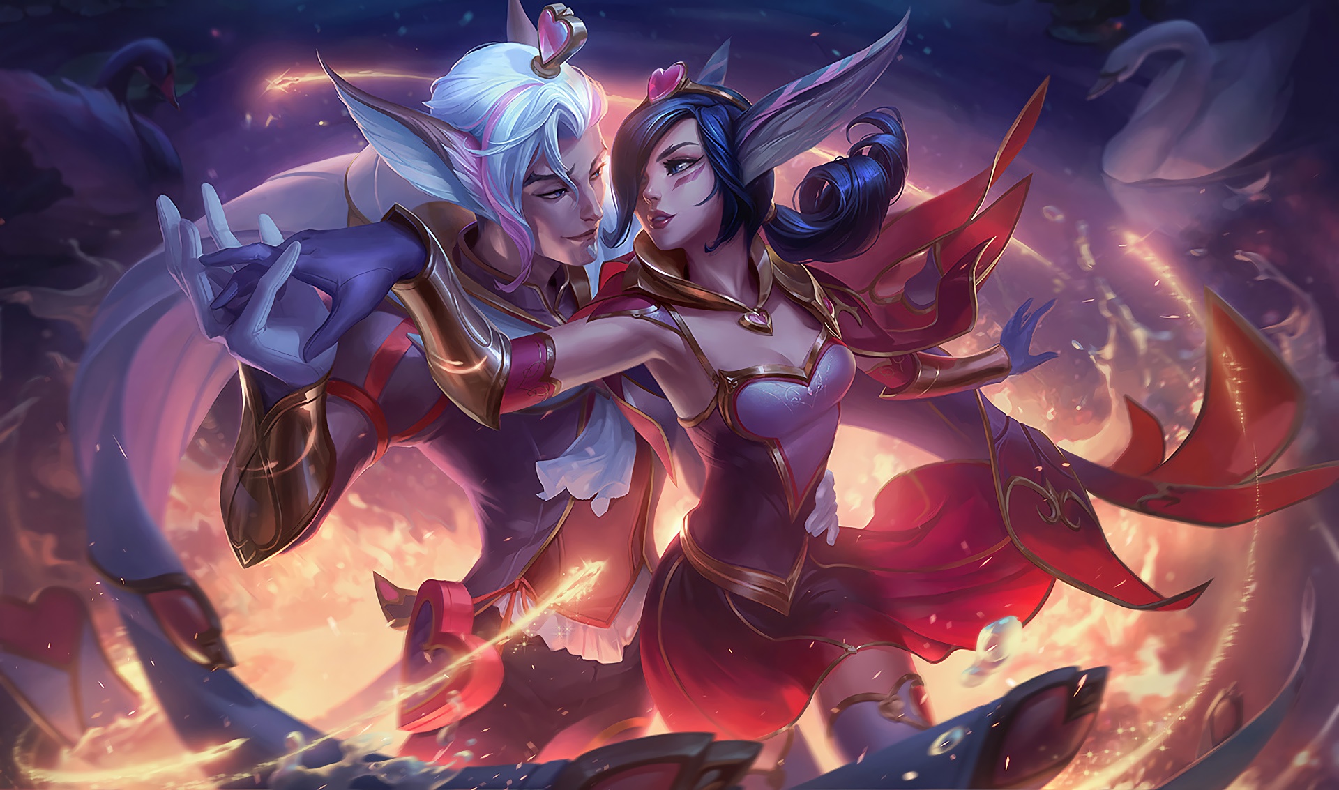 Xayah and Rakan from League of Legends dancing HD Wallpaper