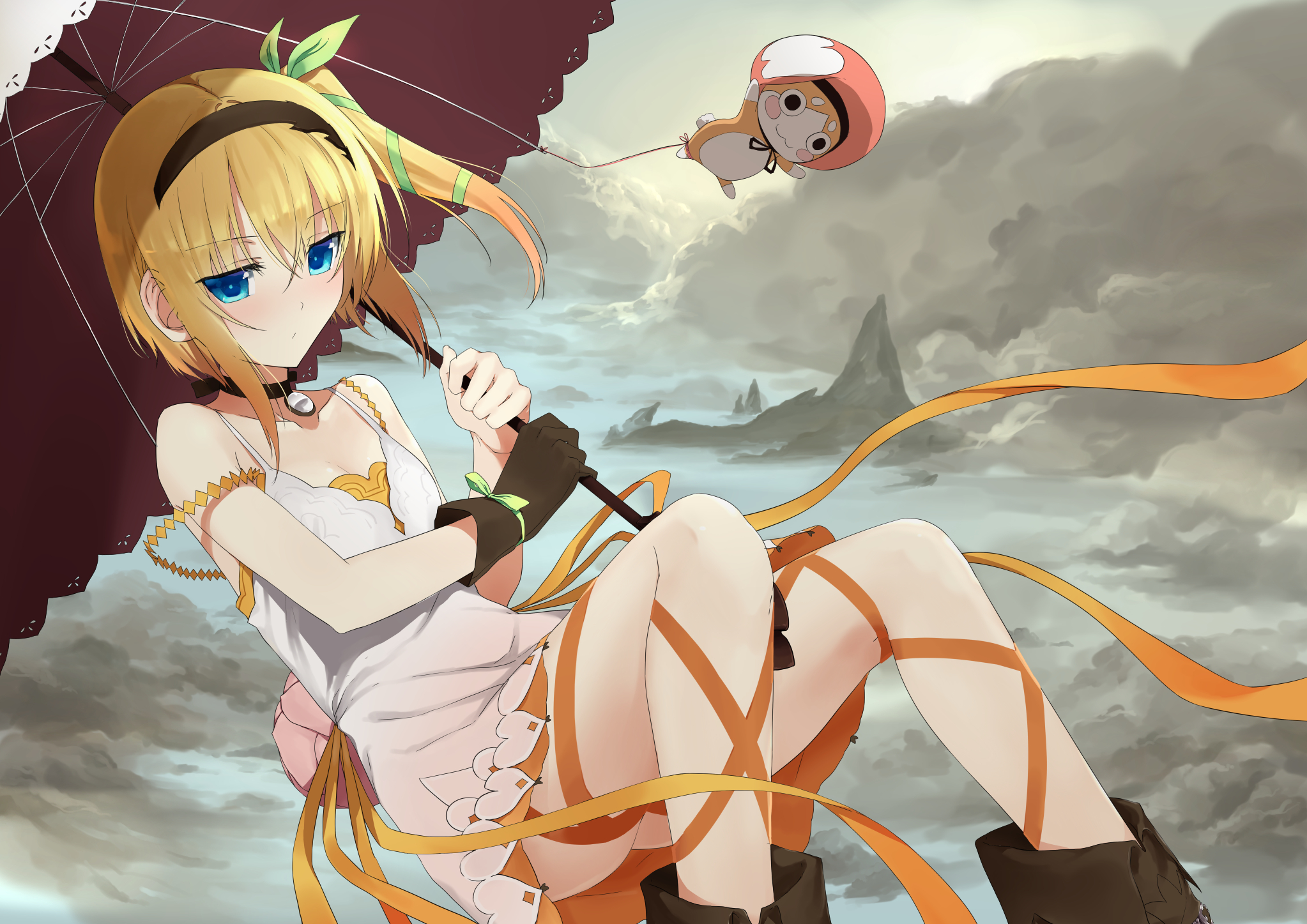 Edna from Zestiria with a creature and umbrella HD Wallpaper