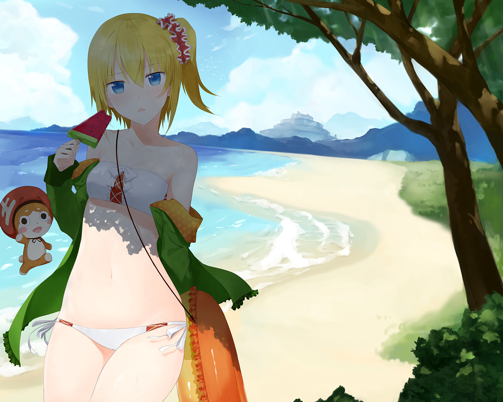 Edna from Zestiria on a beach with a popsicle HD Wallpaper