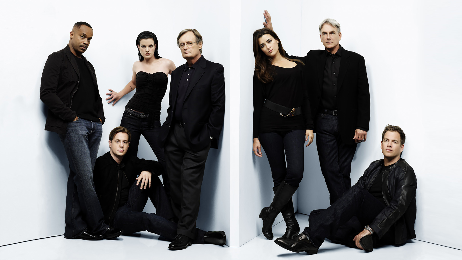 NCIS Cast Posed Against White Wall HD Wallpaper
