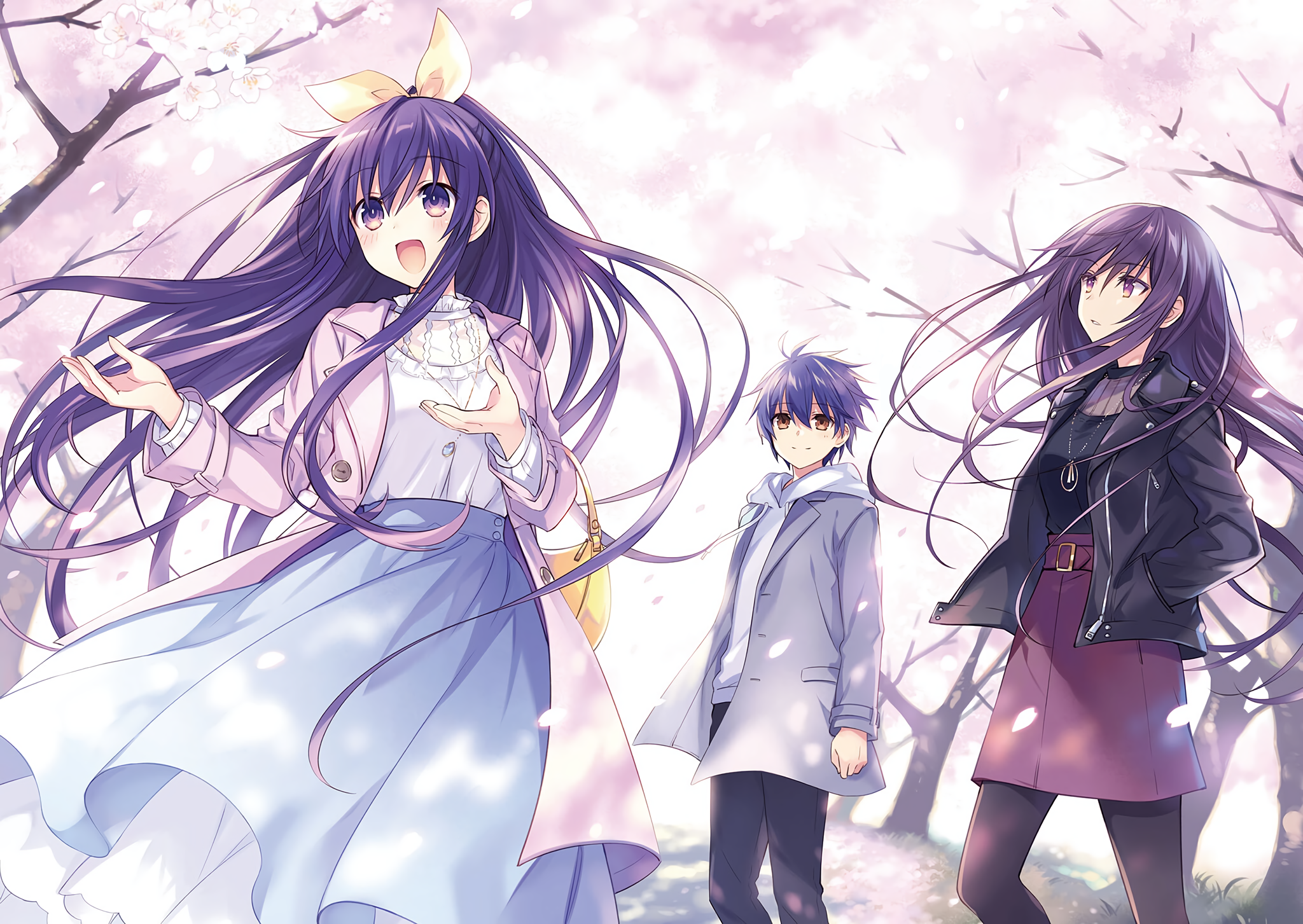 Tohka, Shido, and Origami from Date A Live HD Wallpaper