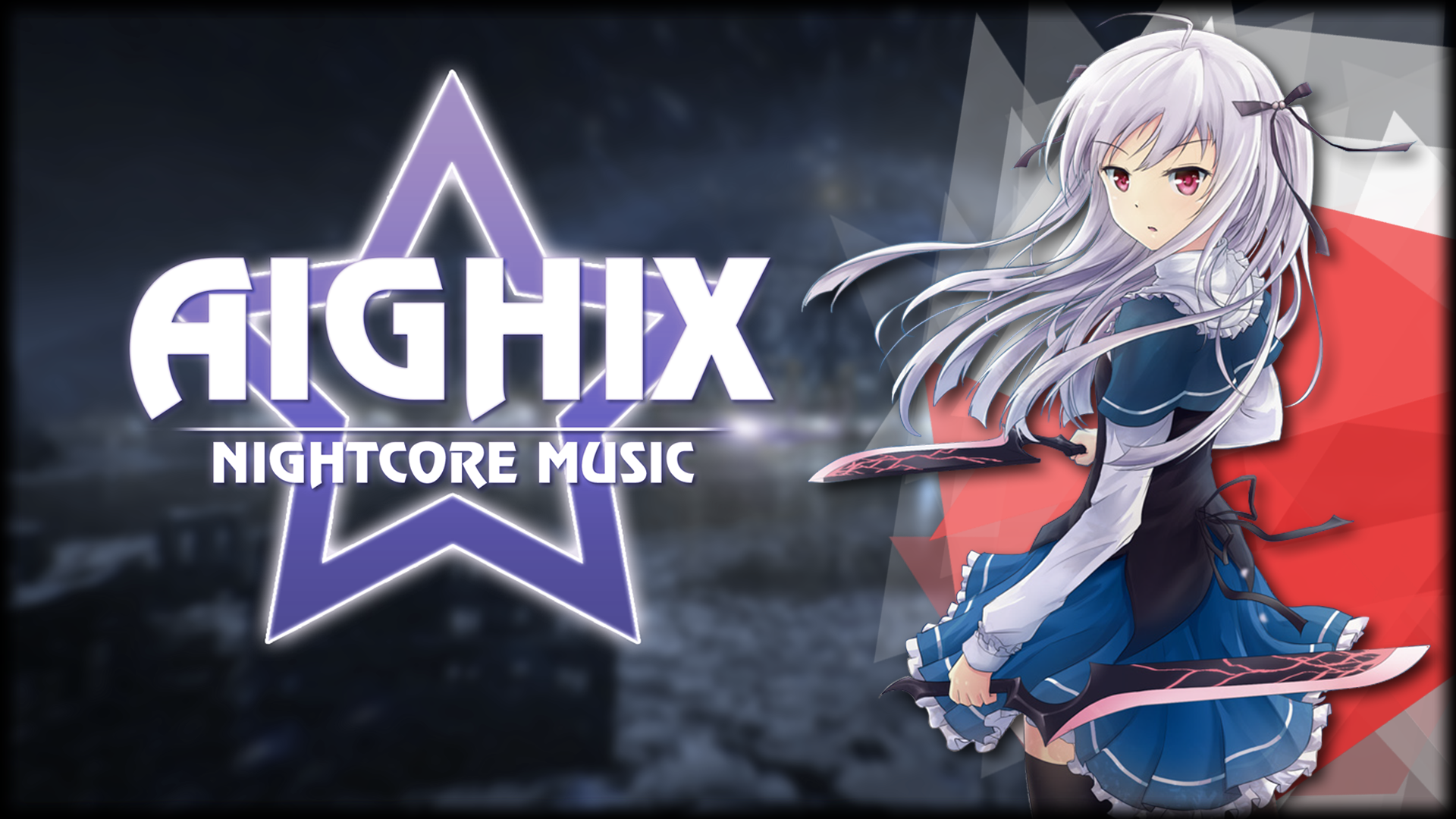 Aighix Nightcore Music Anime Girl with Swords HD Wallpaper