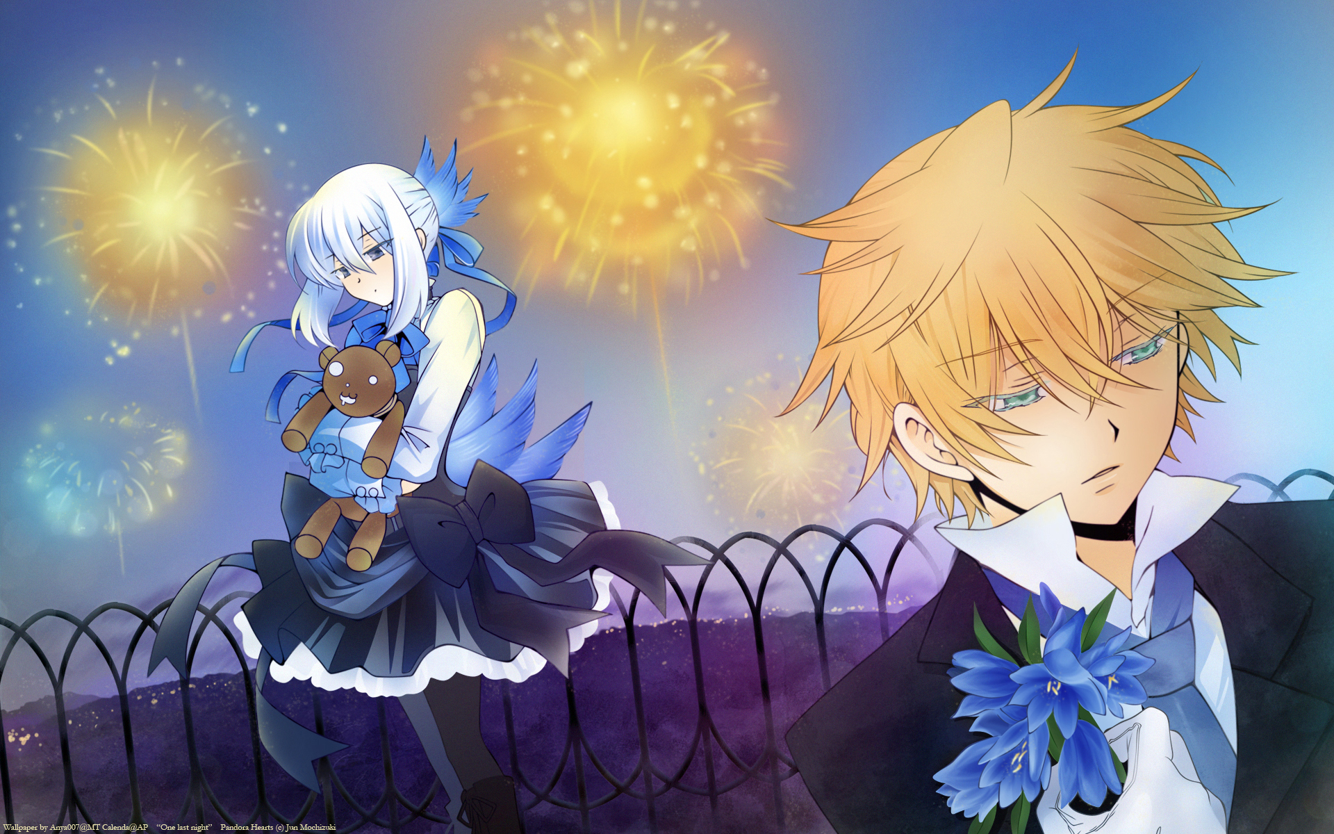 Oz Vessalius and Alice Baskerville with Fireworks HD Wallpaper