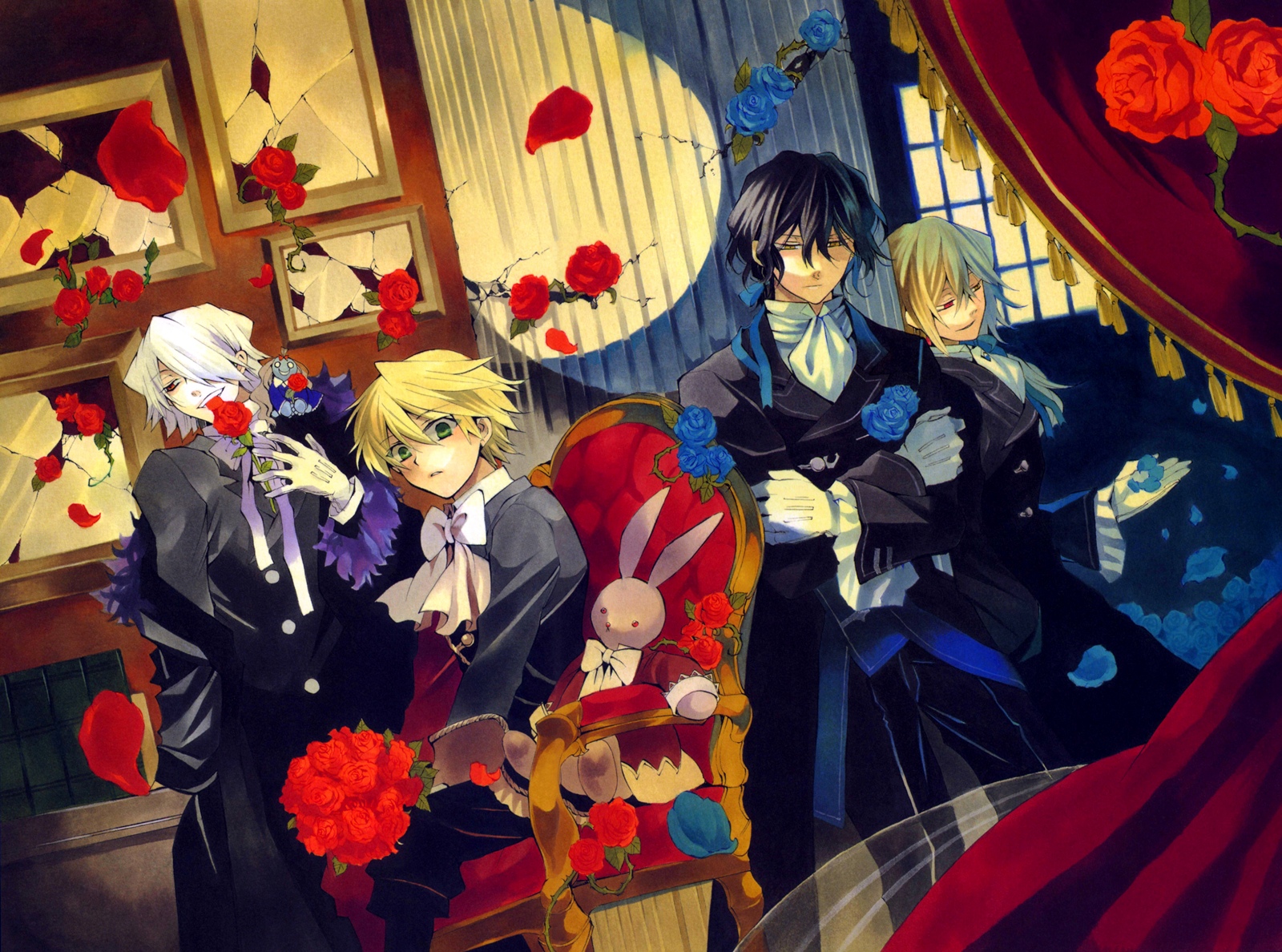 Oz Vessalius and friends with roses HD Wallpaper