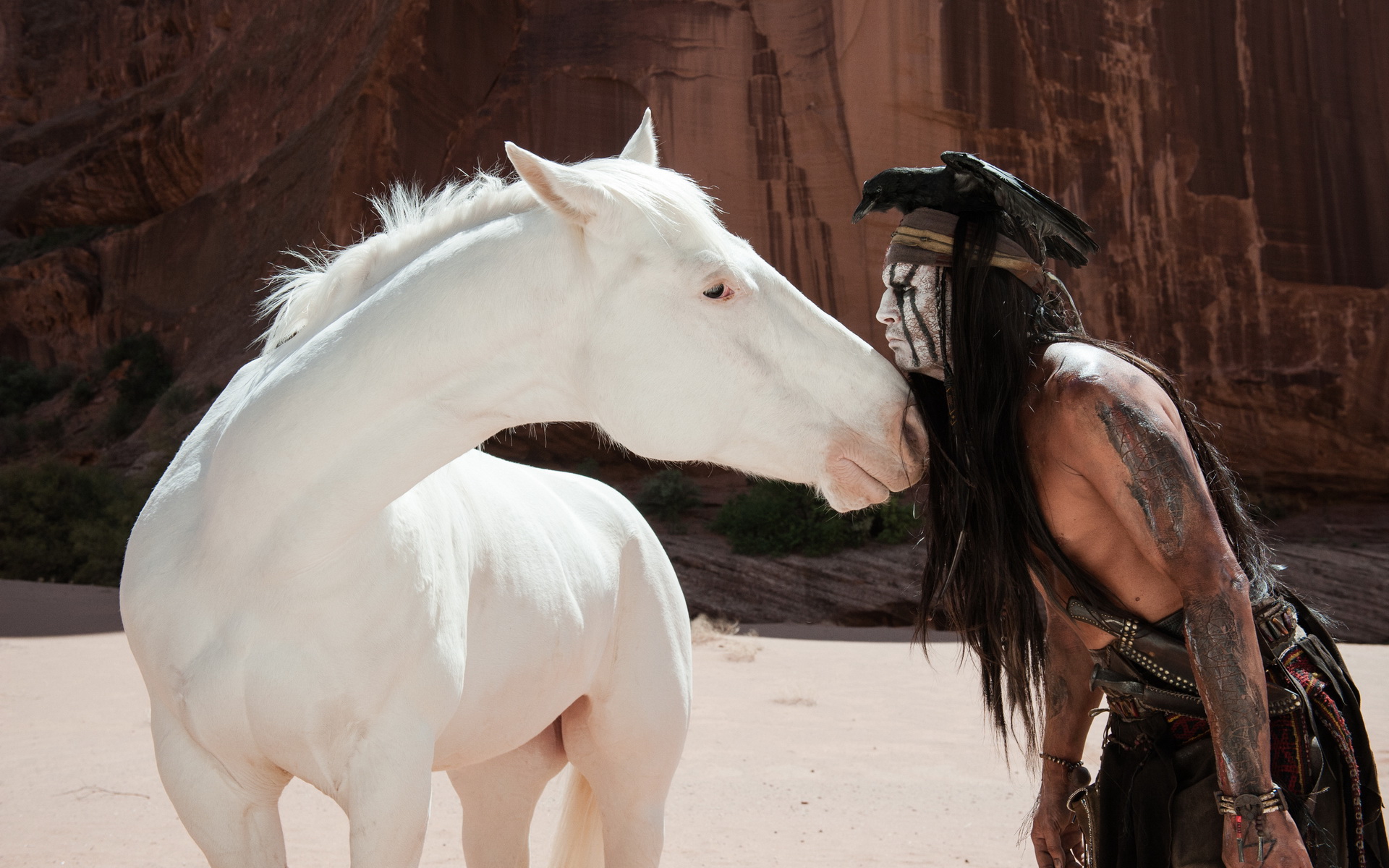 Tonto and his white horse HD Wallpaper