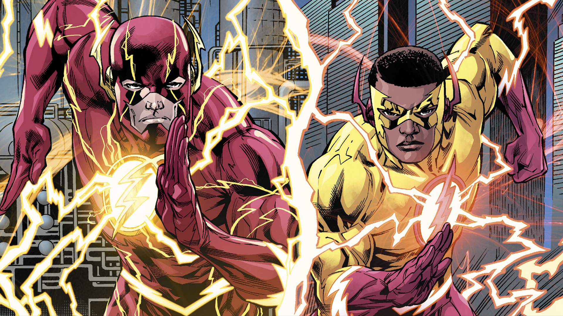 The Flash and Kid Flash running HD Wallpaper