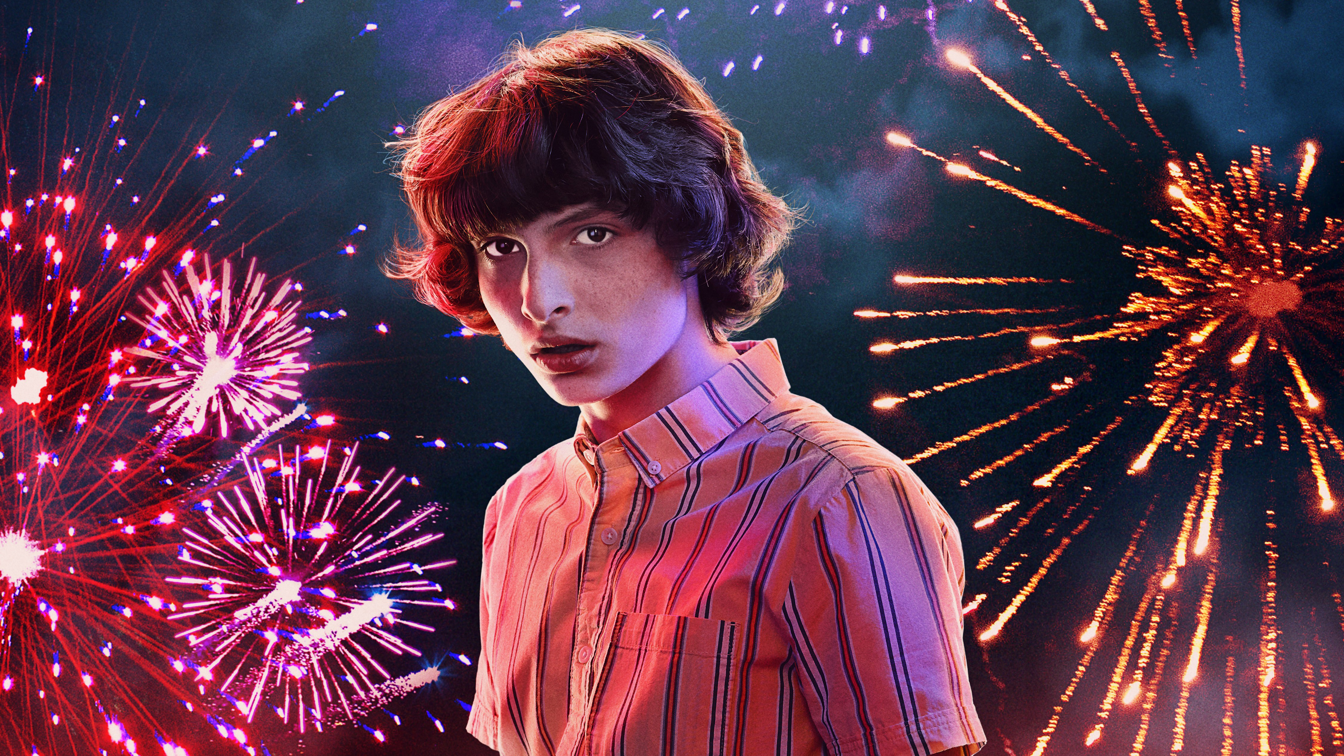 Mike Wheeler from Stranger Things with Fireworks HD Wallpaper