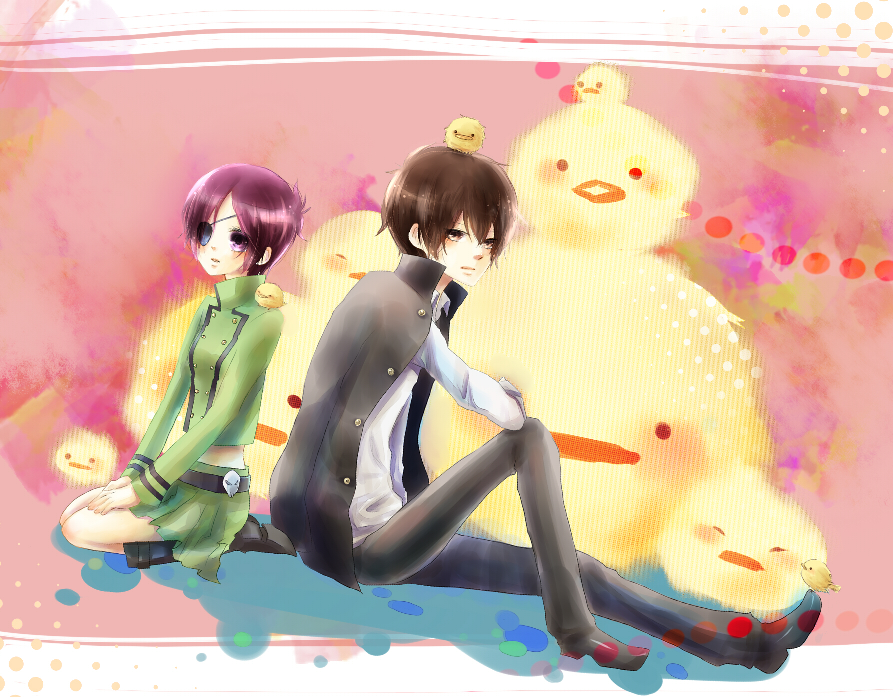 Kyoya Hibari with chicks HD Wallpaper