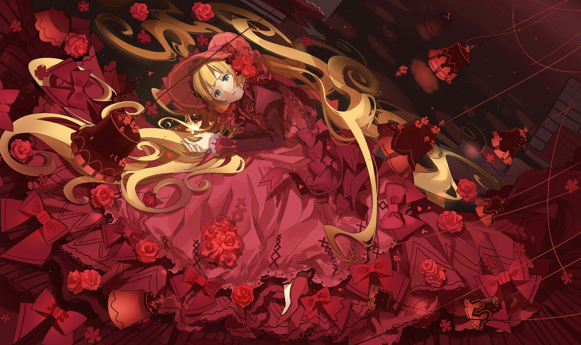 Victorique de Blois in a red dress with roses HD Wallpaper