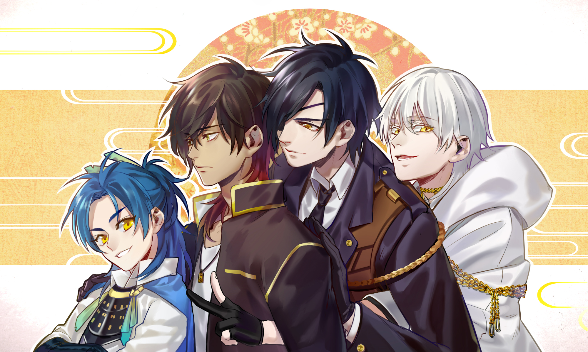 Four men with anime art style HD Wallpaper