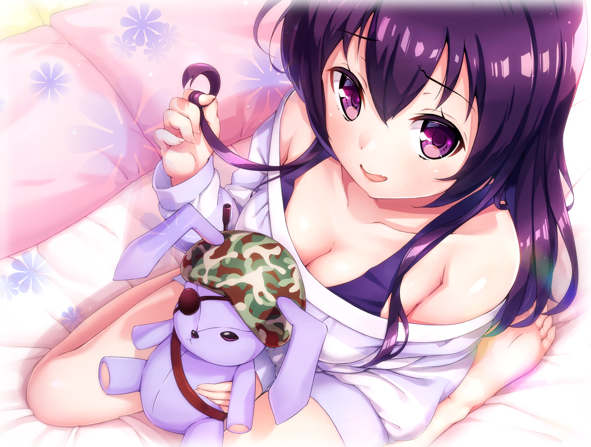 Rize Tedeza with a plush toy HD Wallpaper
