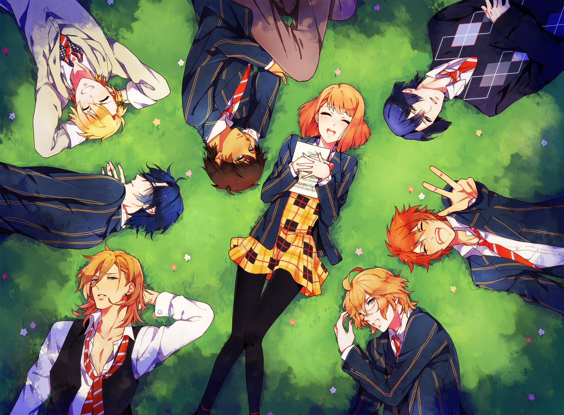 Group of students lying on grass HD Wallpaper
