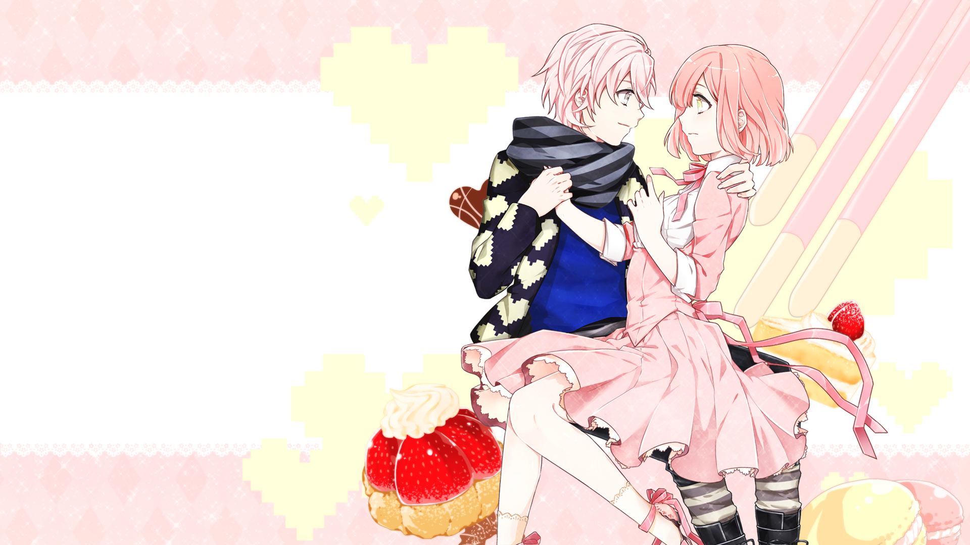 Nanami Haruka and a boy with sweets HD Wallpaper