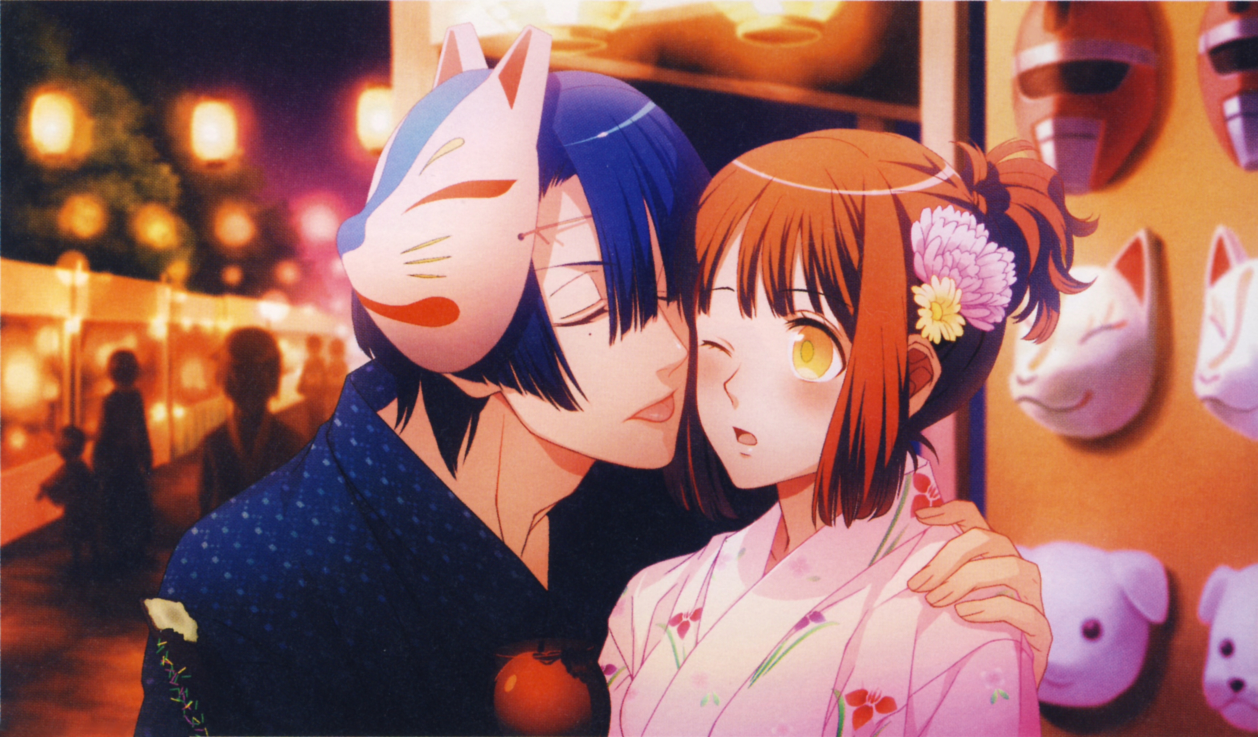 Nanami Haruka wearing a Kitsune mask HD Wallpaper