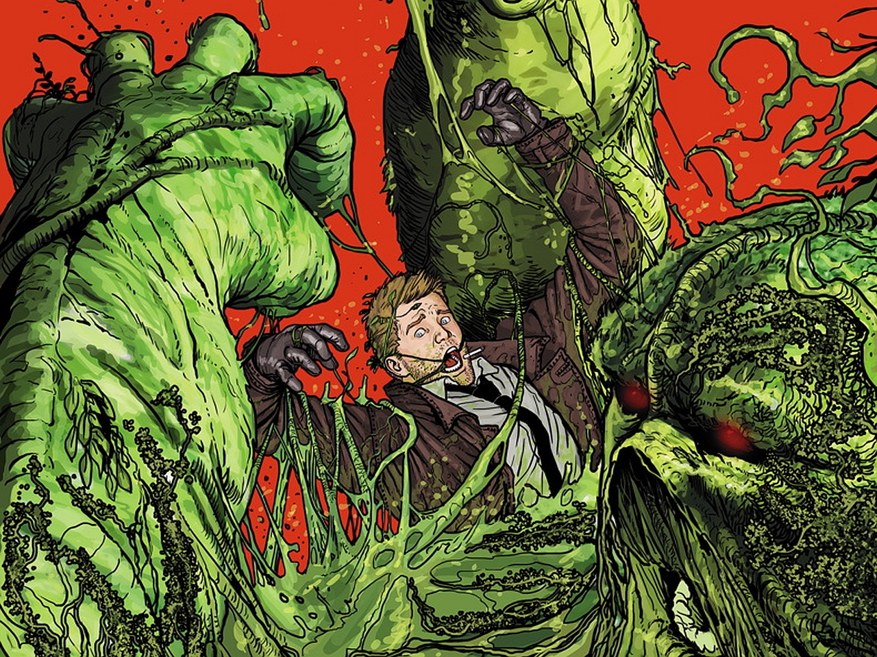 John Constantine trapped by Swamp Thing HD Wallpaper