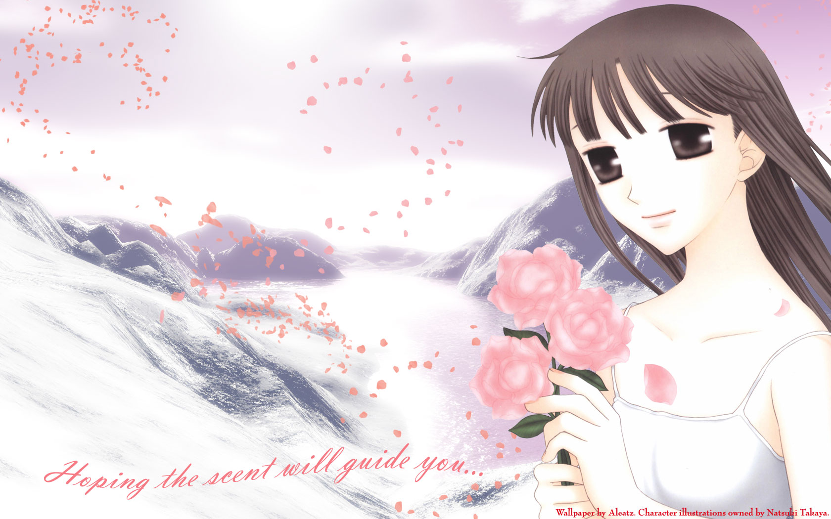 Tohru Honda from Fruits Basket holding roses HD Wallpaper