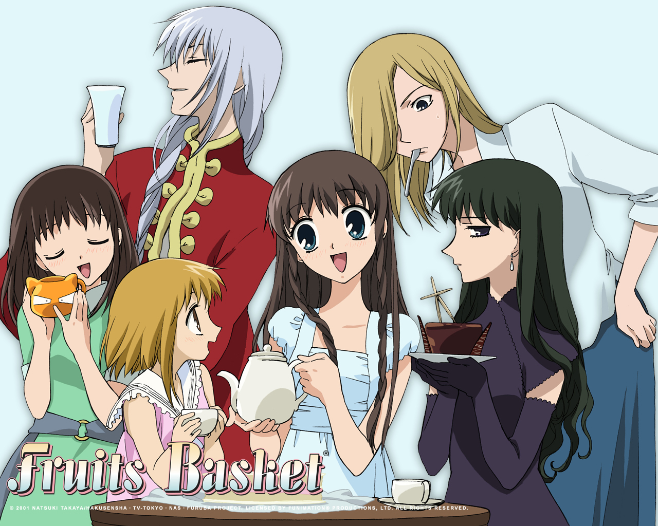 Fruits Basket characters at a tea party HD Wallpaper