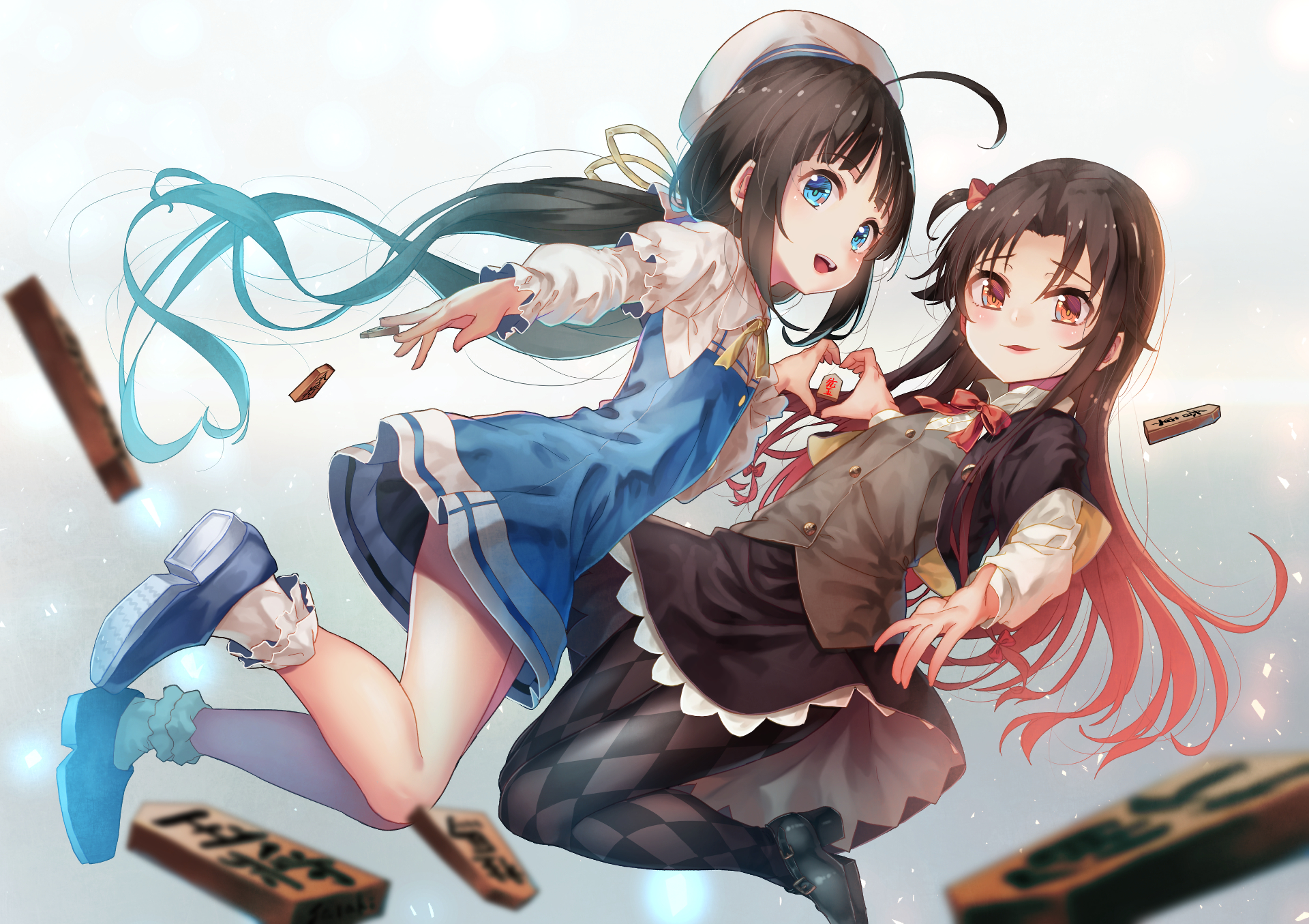 Ai Hinatsuru and another girl with Shogi pieces HD Wallpaper