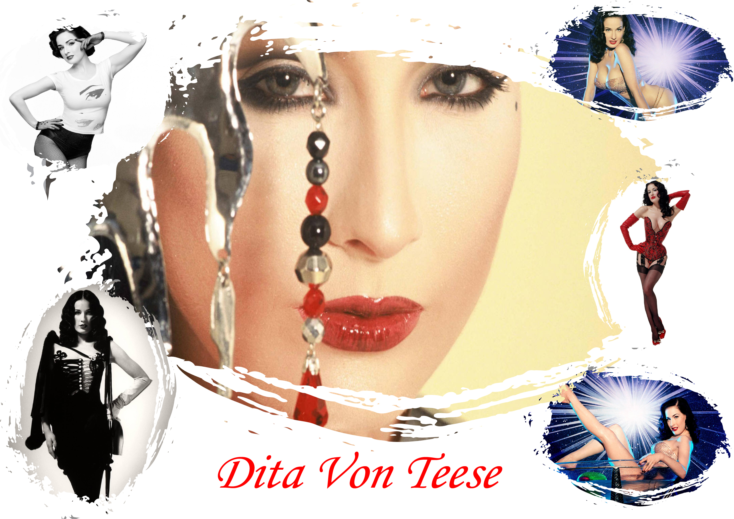 Dita Von Teese collage HD Wallpaper