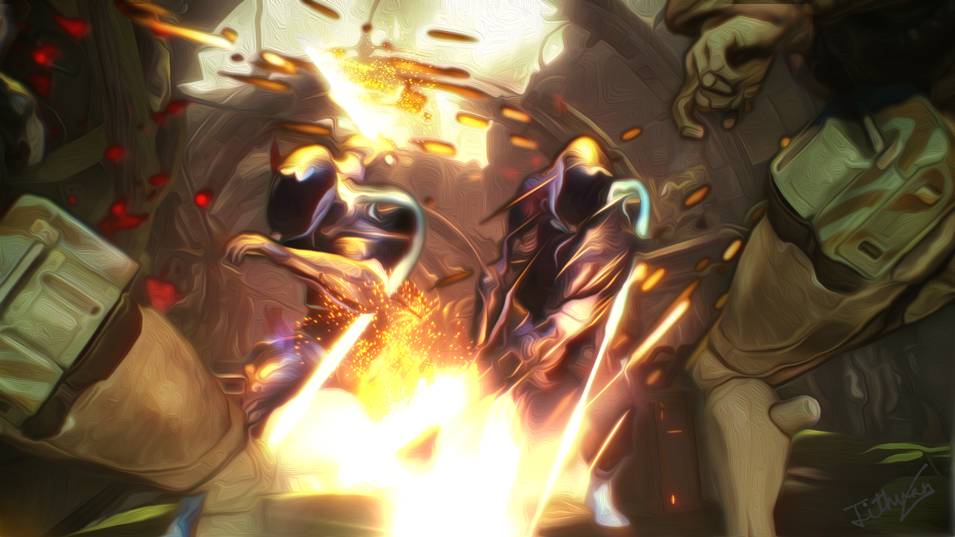 Excalibur from Warframe in combat HD Wallpaper