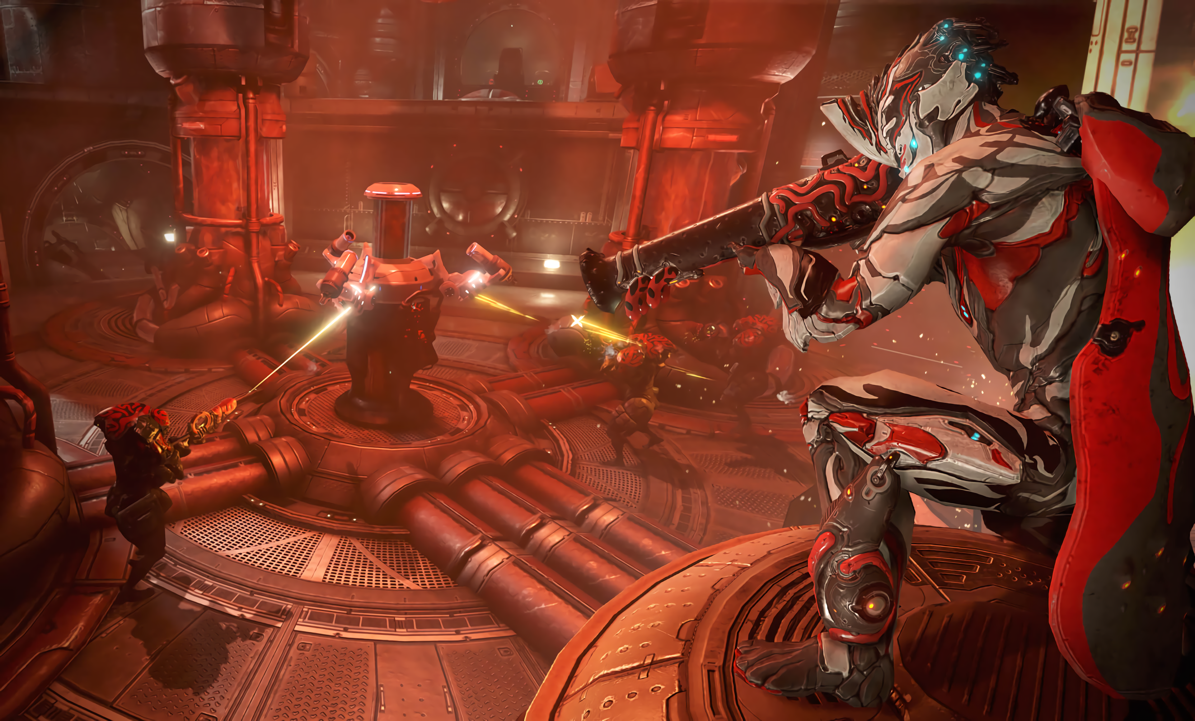 Excalibur from Warframe in a battle HD Wallpaper