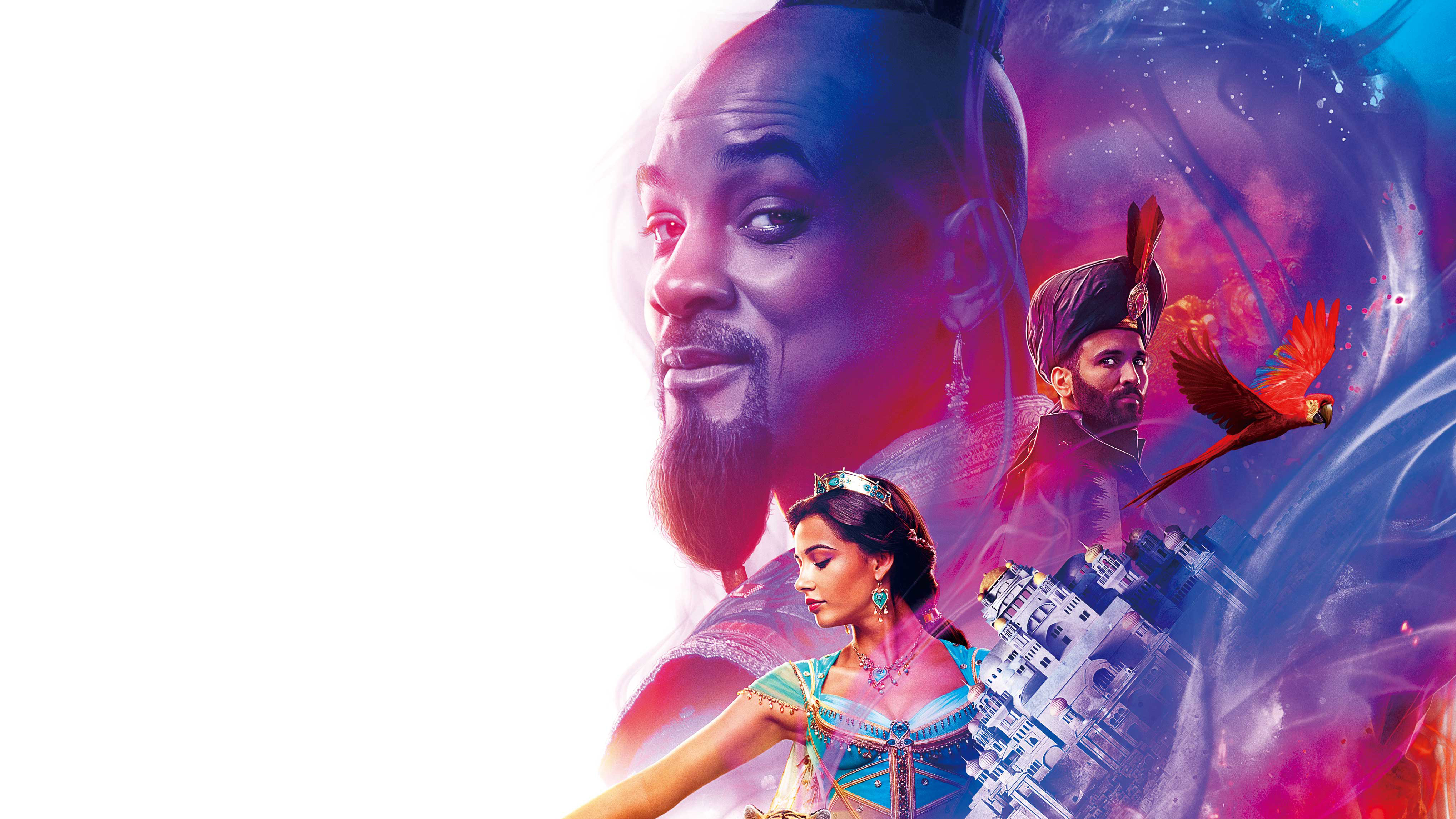 Will Smith as Genie, Mena Massoud as Aladdin, Naomi Scott as Jasmine HD Wallpaper