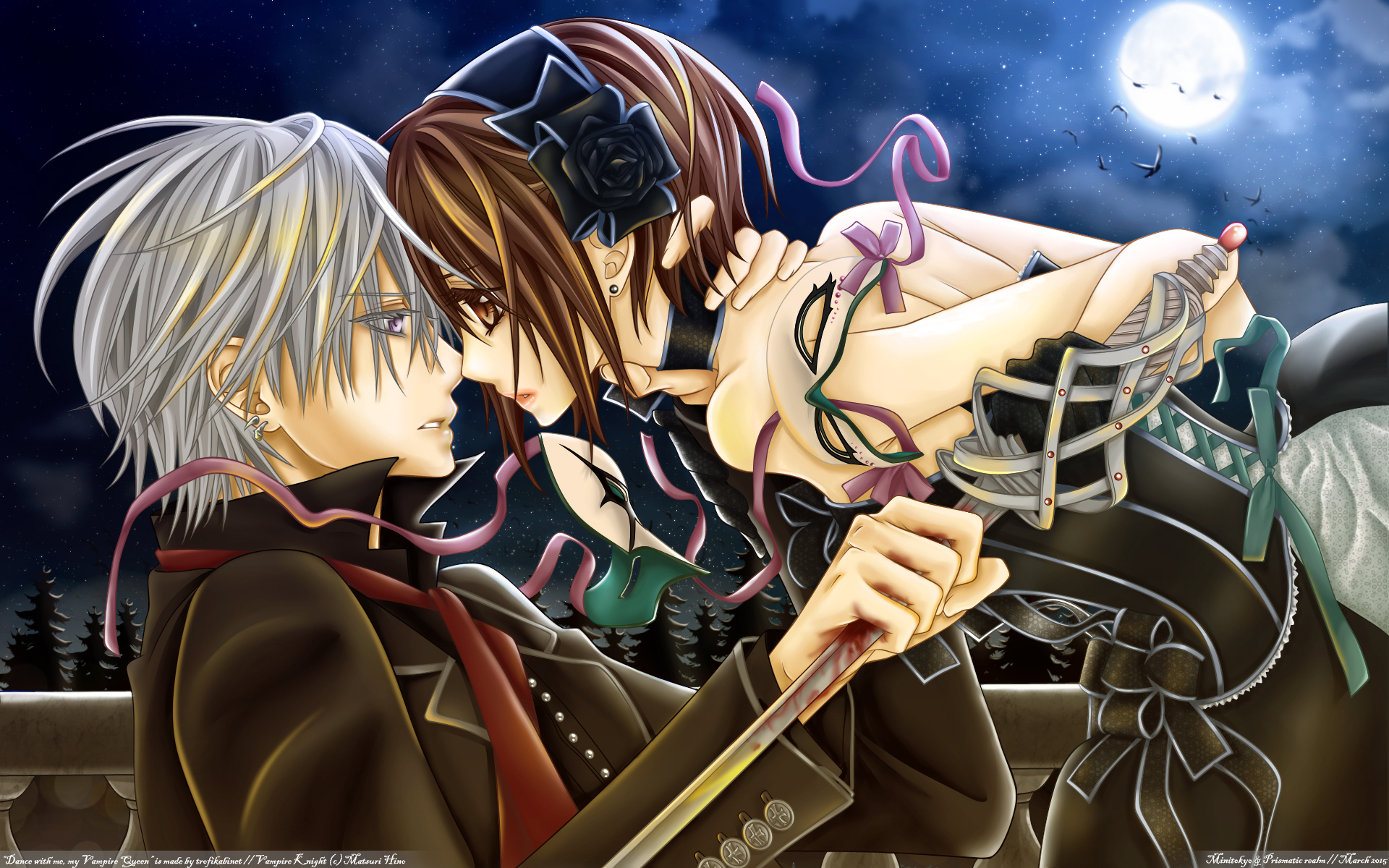 Intense Nighttime Standoff with Yuki Cross HD Wallpaper
