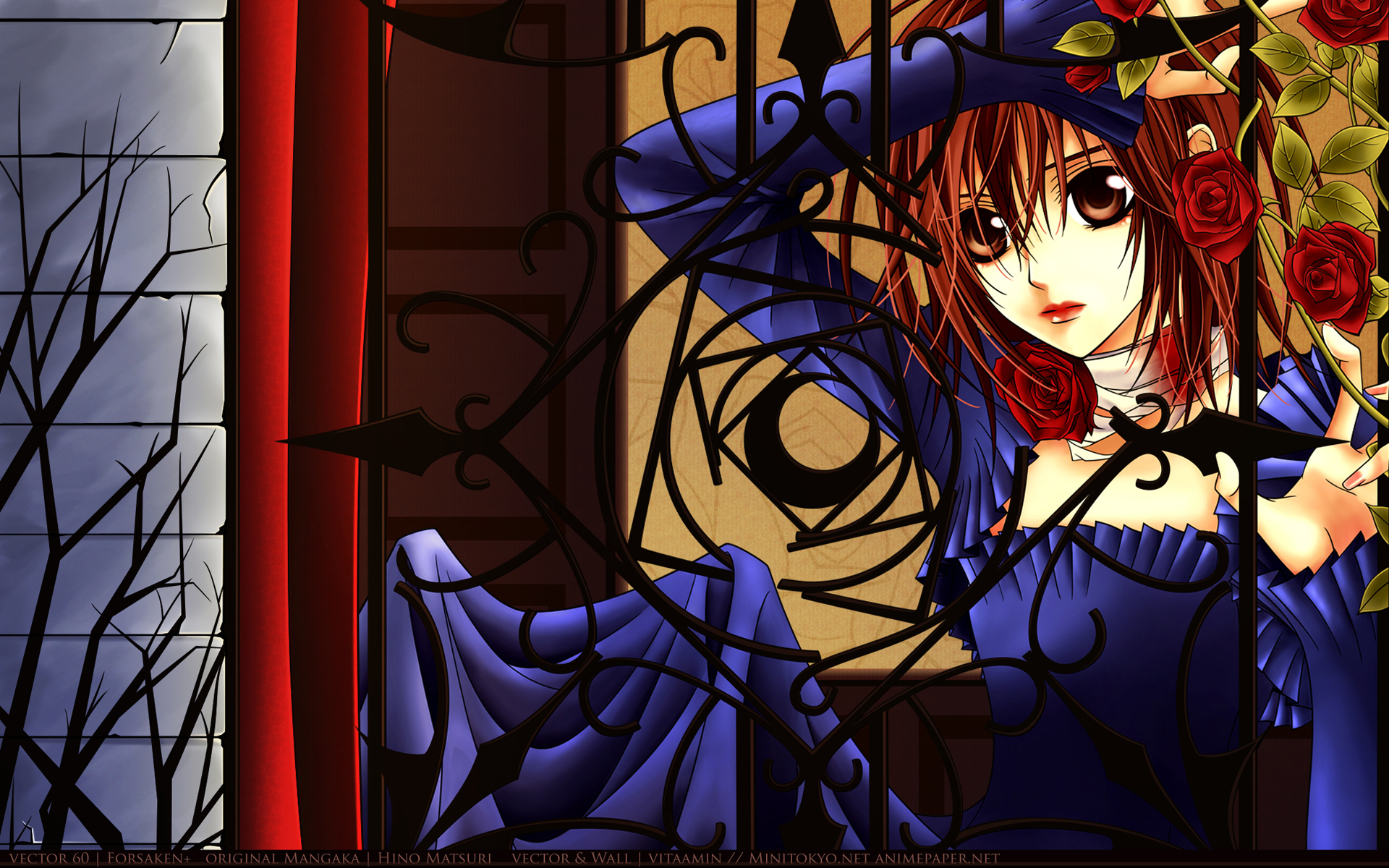 Yuki Cross with Roses HD Wallpaper