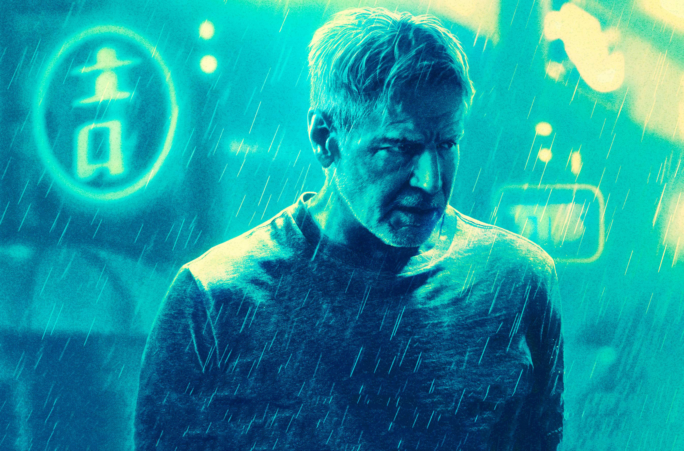 Rick Deckard from Blade Runner 2049 in the rain HD Wallpaper