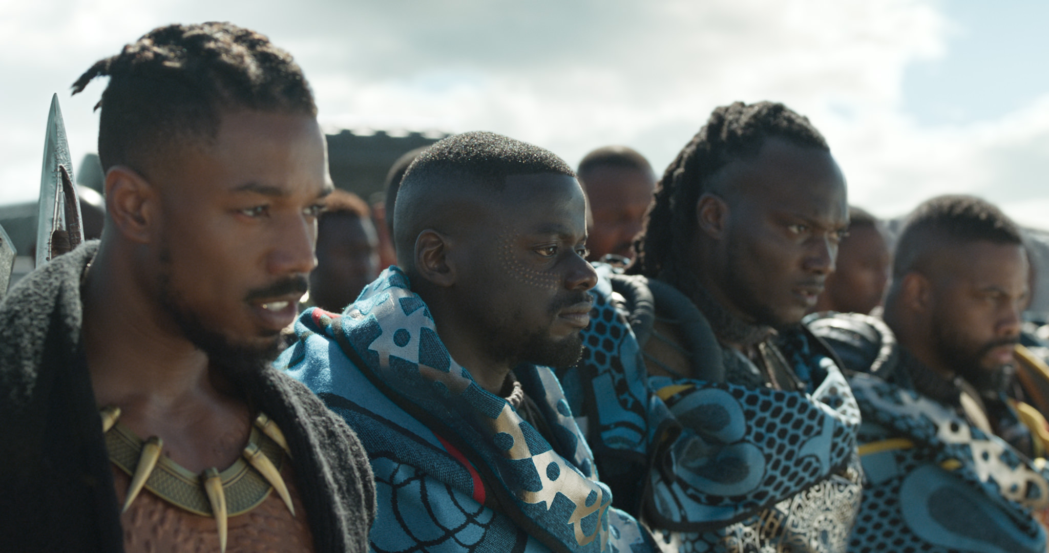 Erik Killmonger and warriors in Black Panther HD Wallpaper