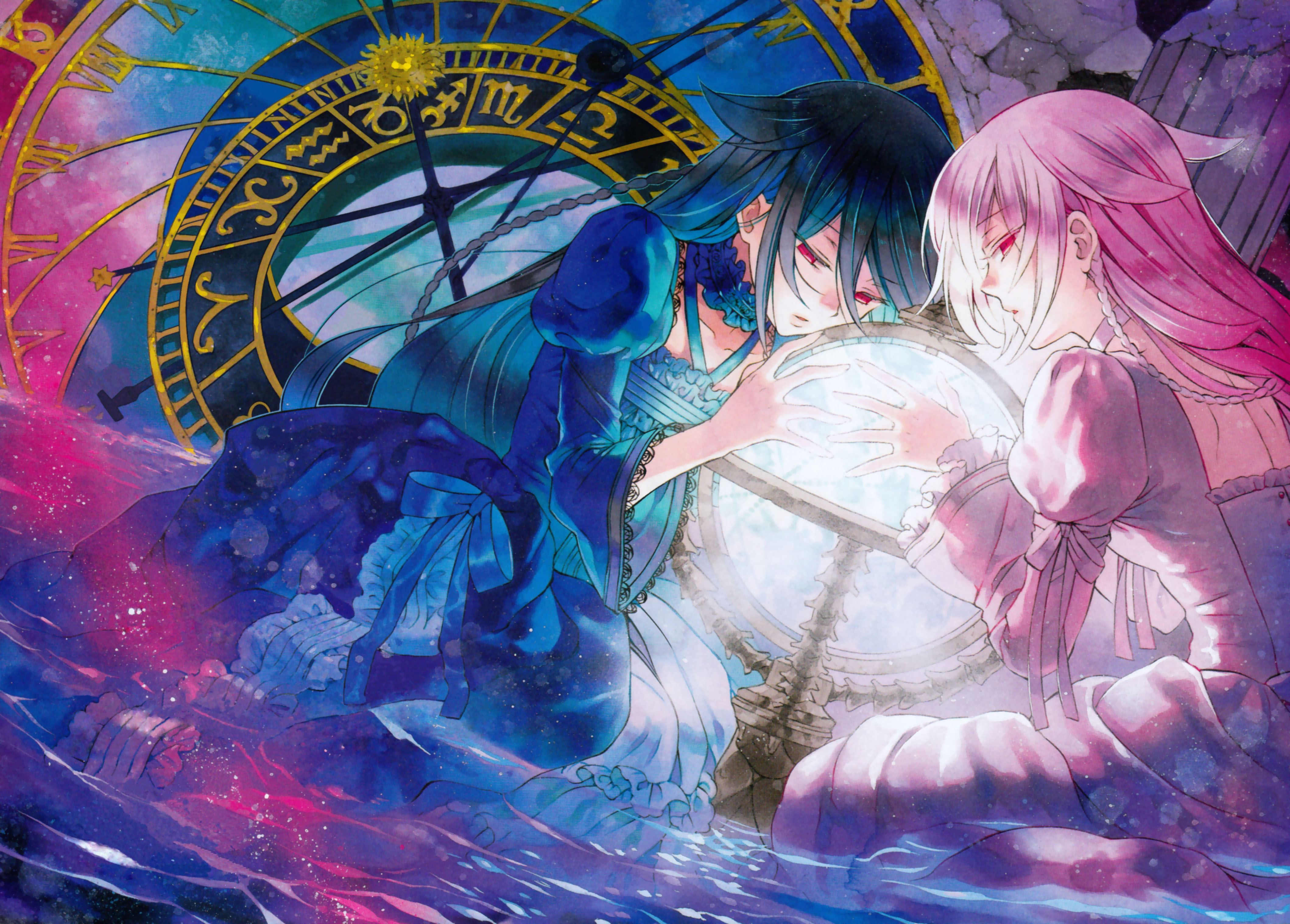 Alice Baskerville and Pink-Haired Girl with Clock HD Wallpaper