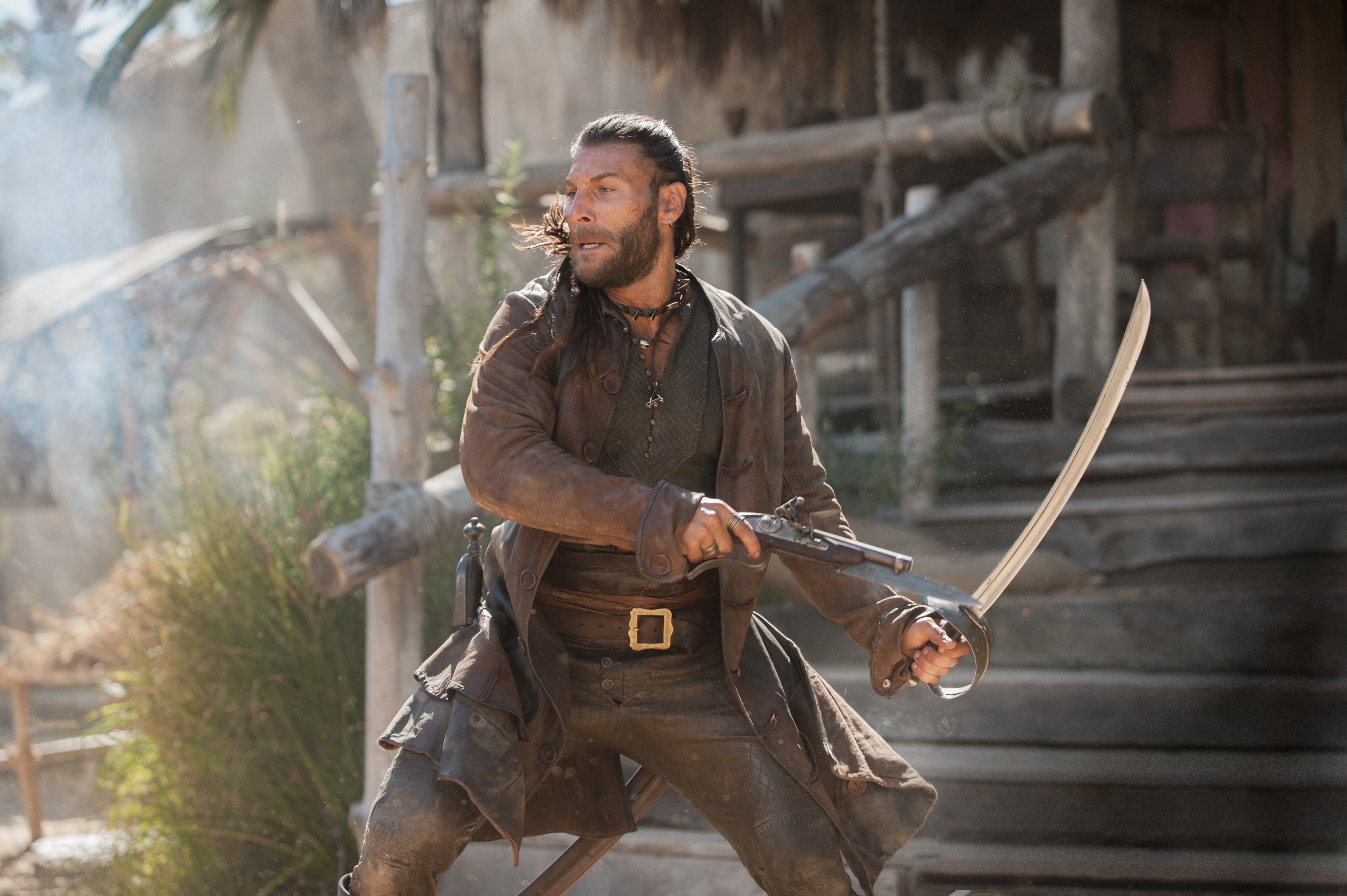 Charles Vane from Black Sails with pistol and sword HD Wallpaper